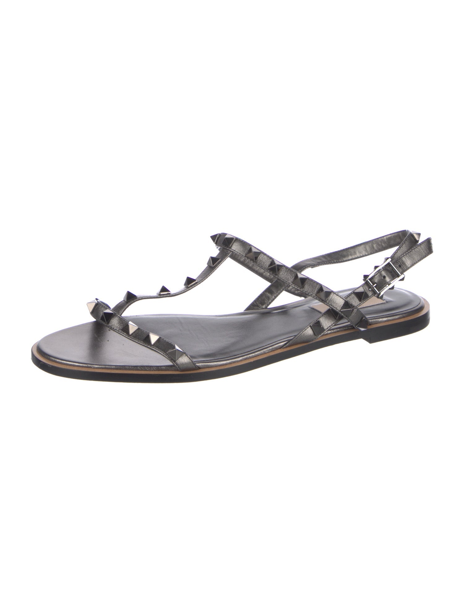 Valentino Rockstud Accents Leather T-Strap Sandals