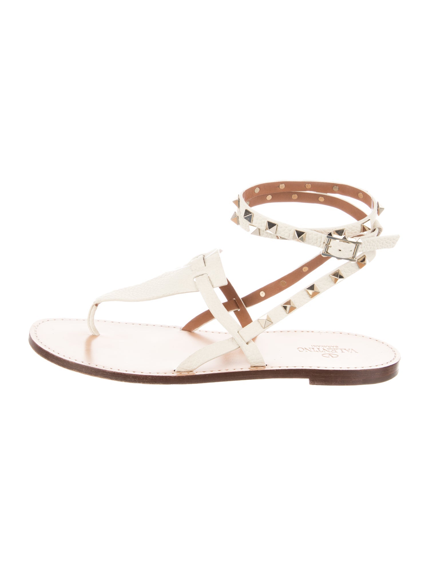 Valentino Rockstud Accents Leather Gladiator Sandals