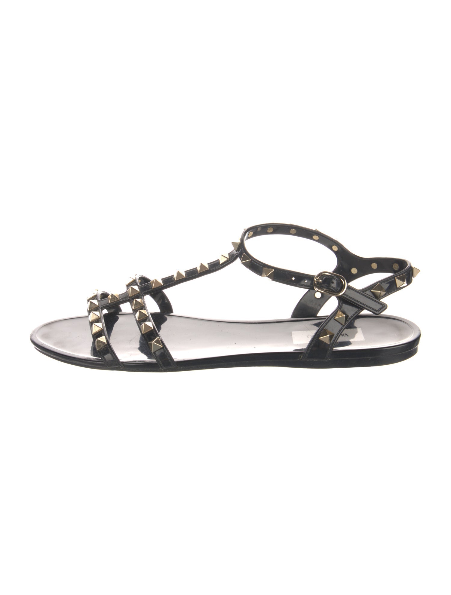 Valentino Rockstud Accents Rubber T-Strap Sandals