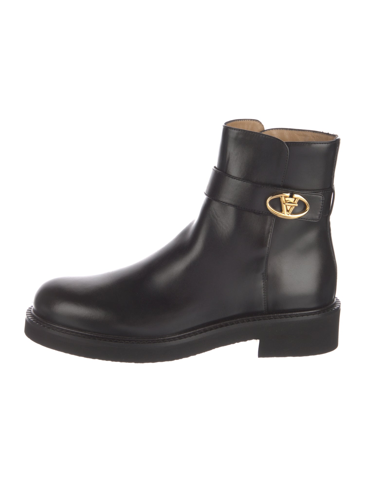 Valentino Rockstud Accents Leather Moto Boots