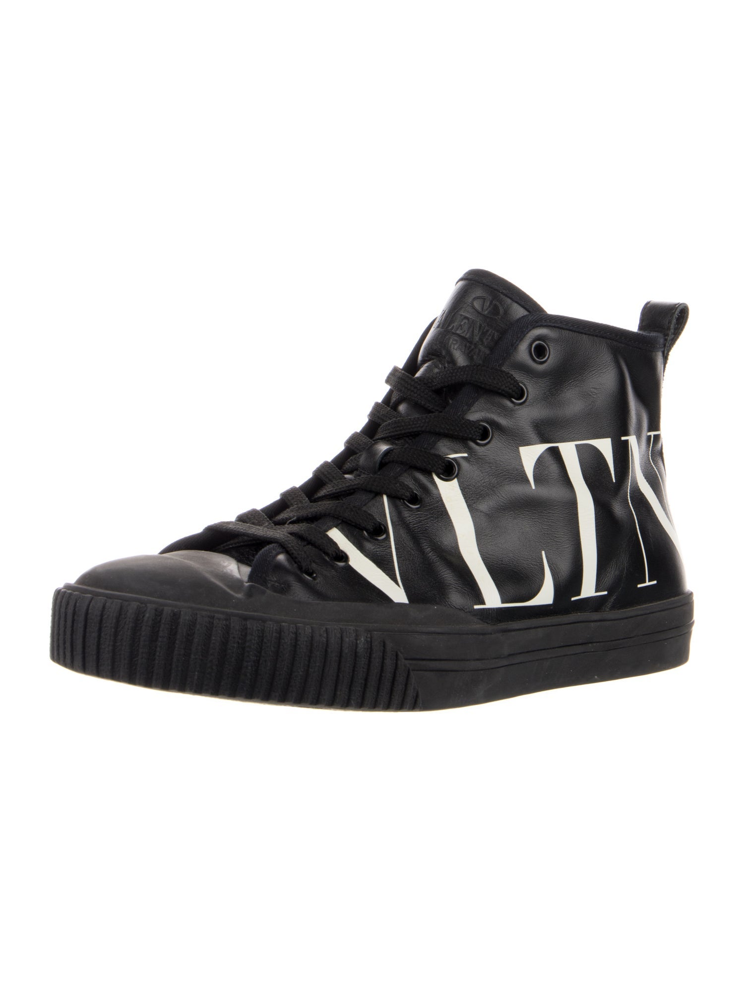 Valentino Leather Graphic Print Sneakers