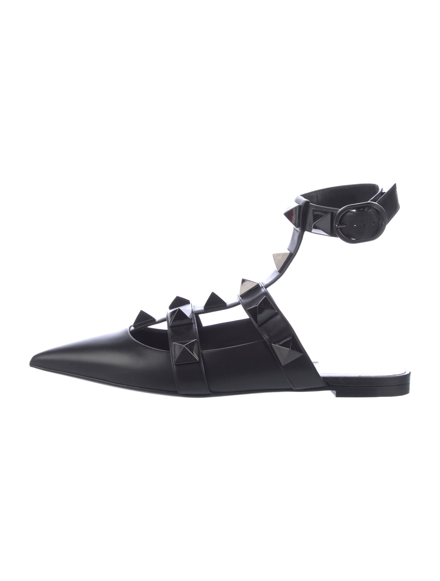 Valentino Rockstud Accents Leather Slingback Flats