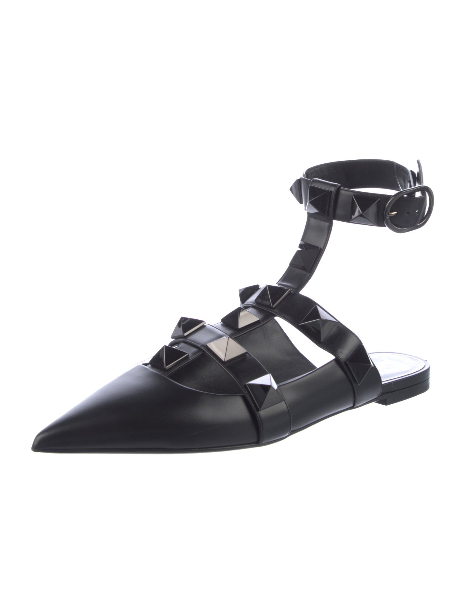 Valentino Rockstud Accents Leather Slingback Flats