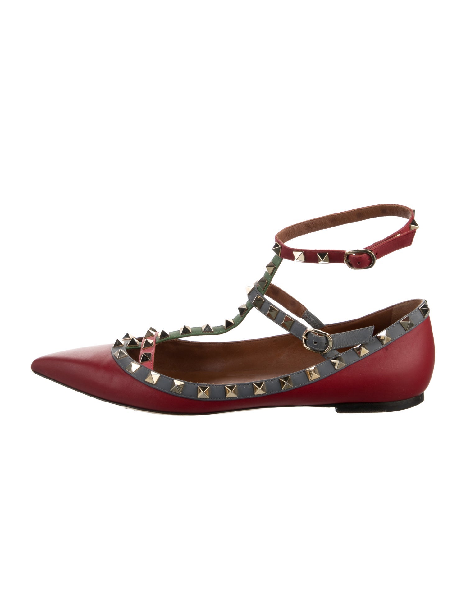 Valentino Rockstud Accents Leather Mary Jane Flats