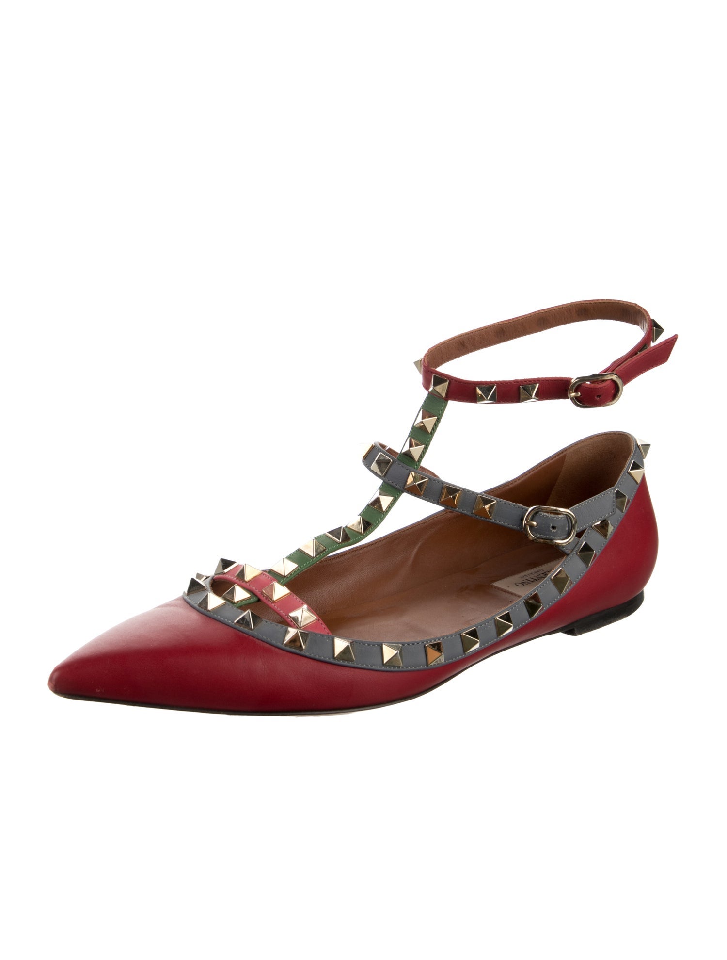 Valentino Rockstud Accents Leather Mary Jane Flats