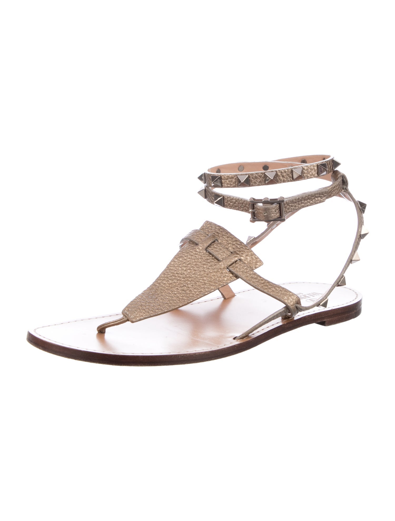 Valentino Rockstud Accents Leather Gladiator Sandals