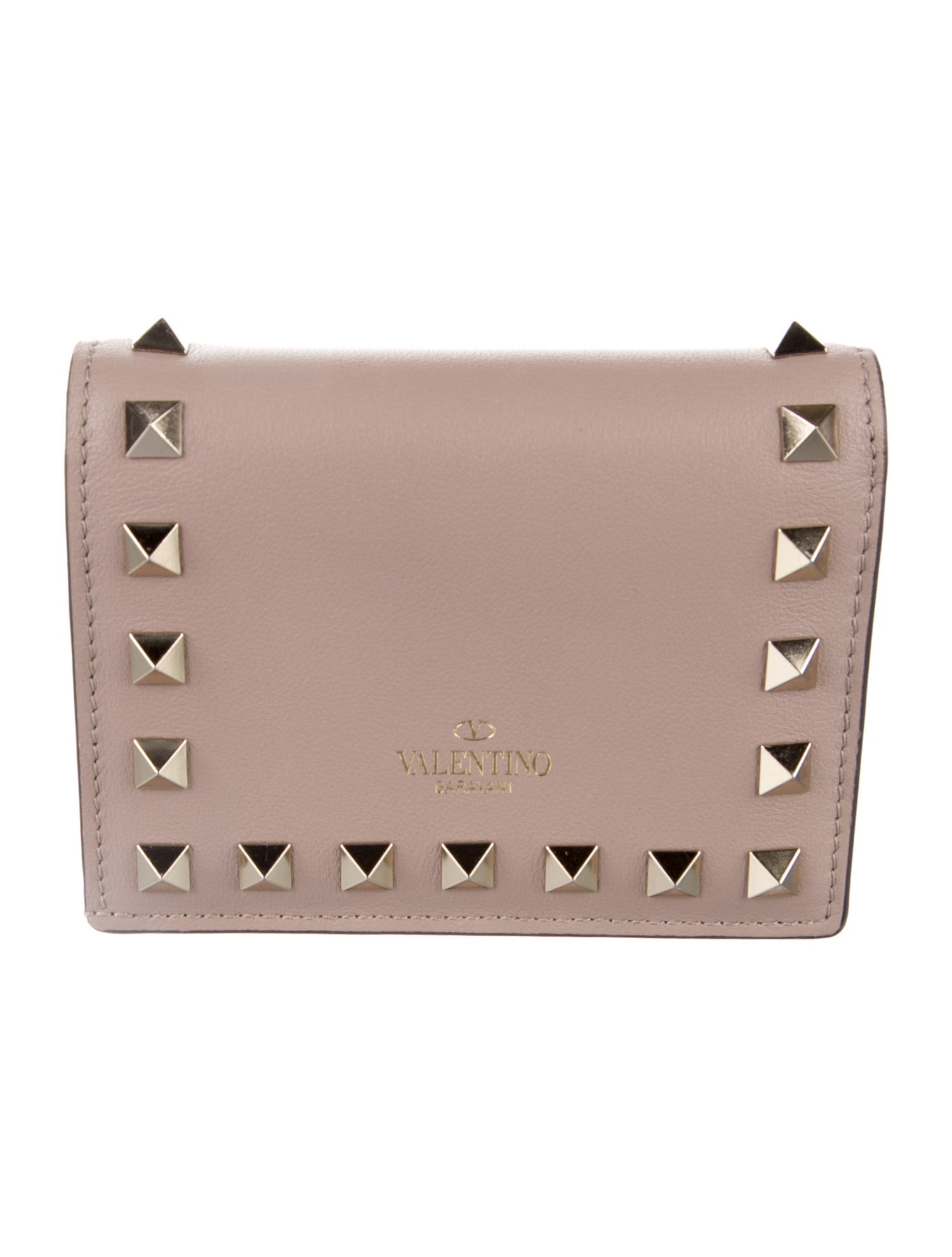 Valentino Rockstud Accents Leather Compact Wallet