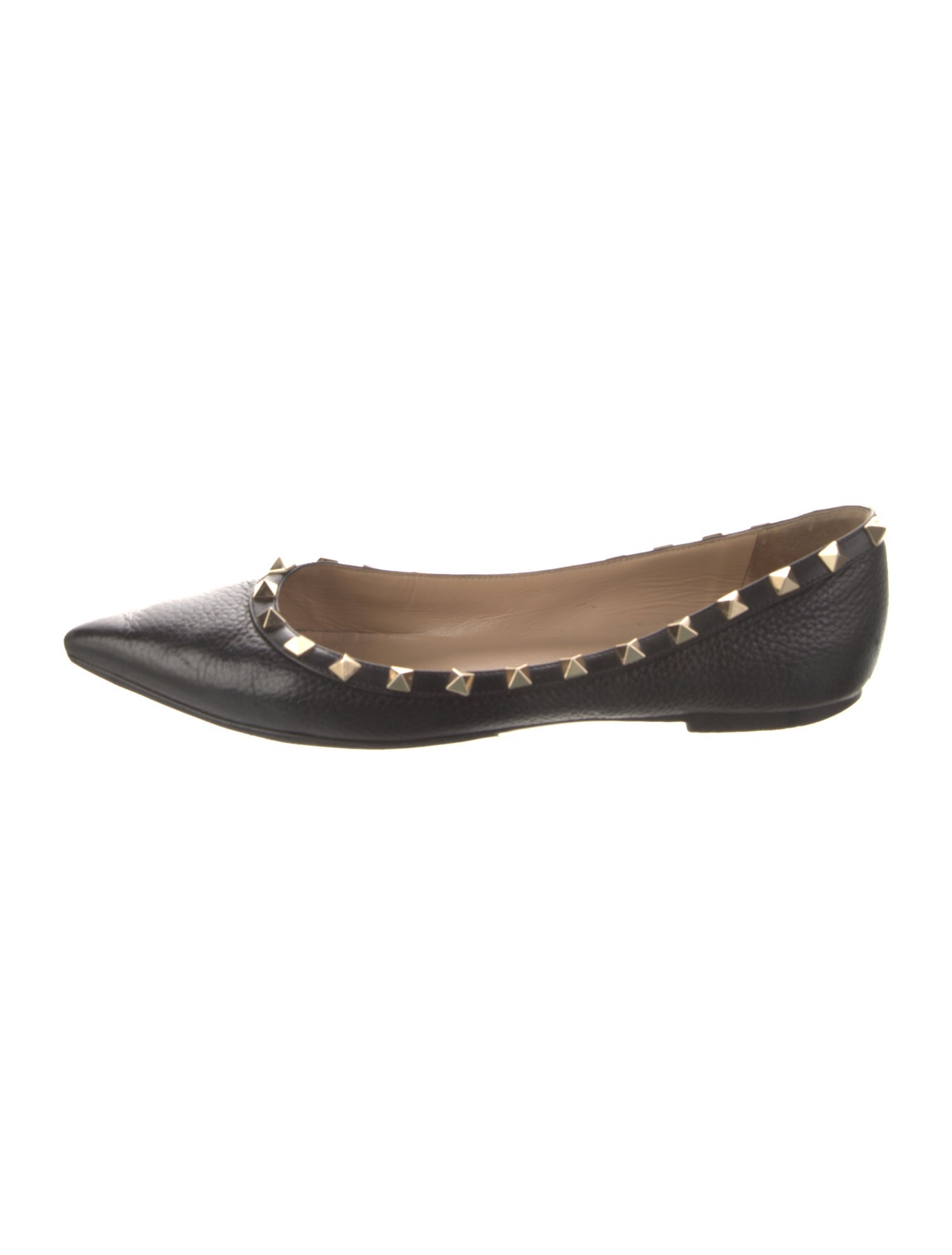 Valentino Rockstud Accents Calf Leather Ballet Flats