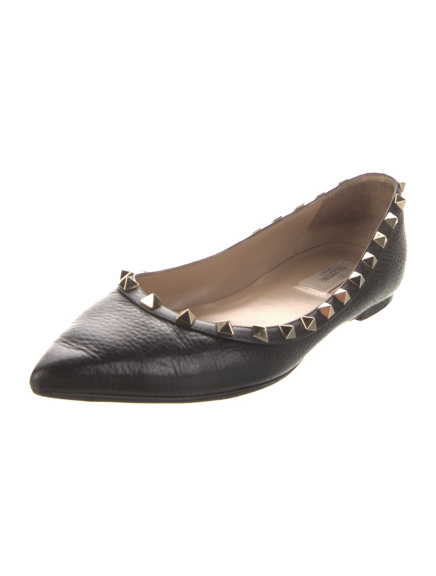 Valentino Rockstud Accents Calf Leather Ballet Flats