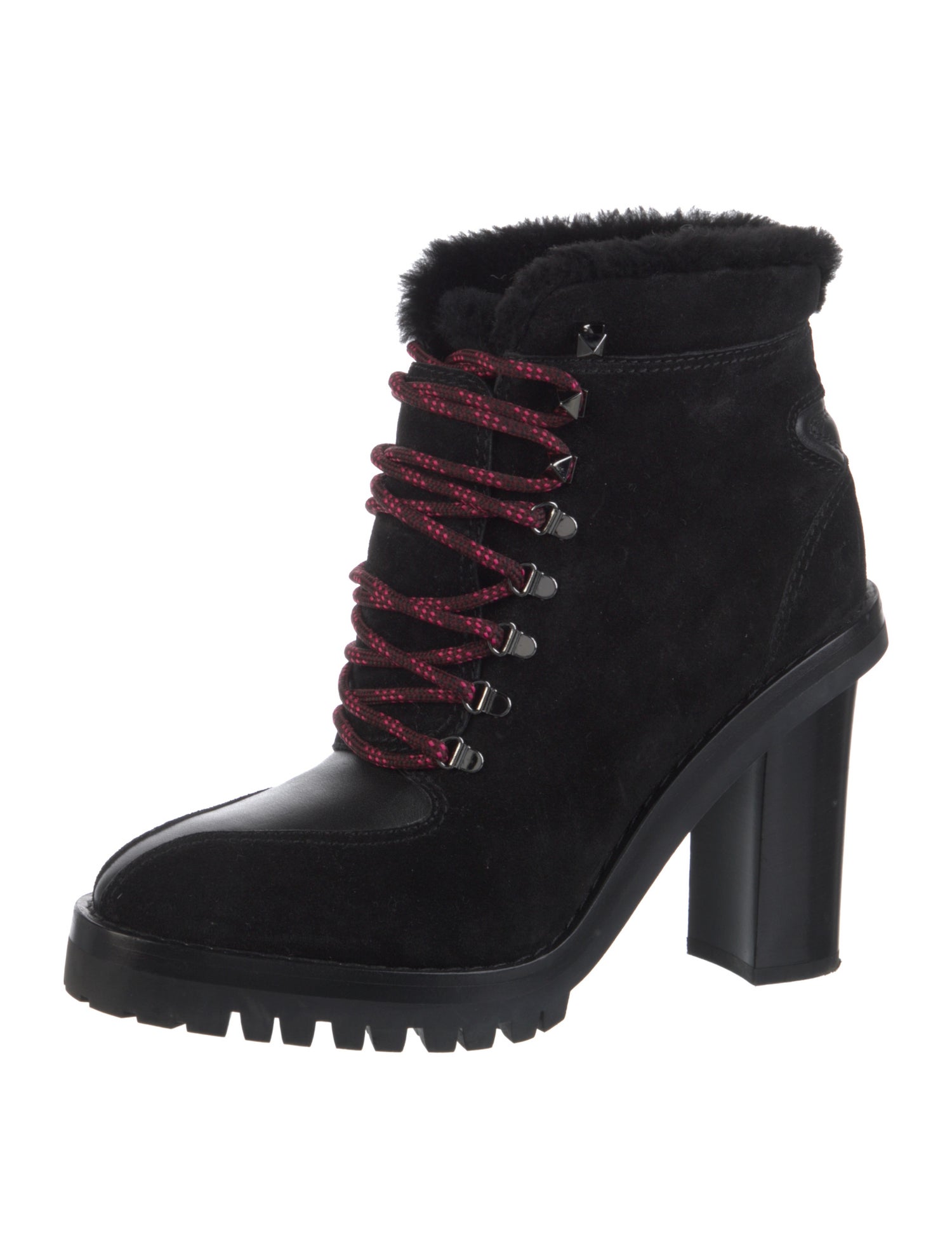 Valentino Rockstud Accents Suede Lace-Up Boots