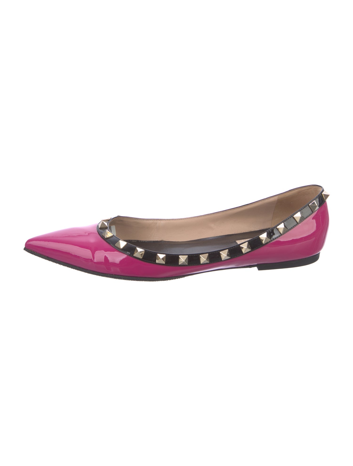 Valentino Rockstud Accents Patent Leather Ballet Flats
