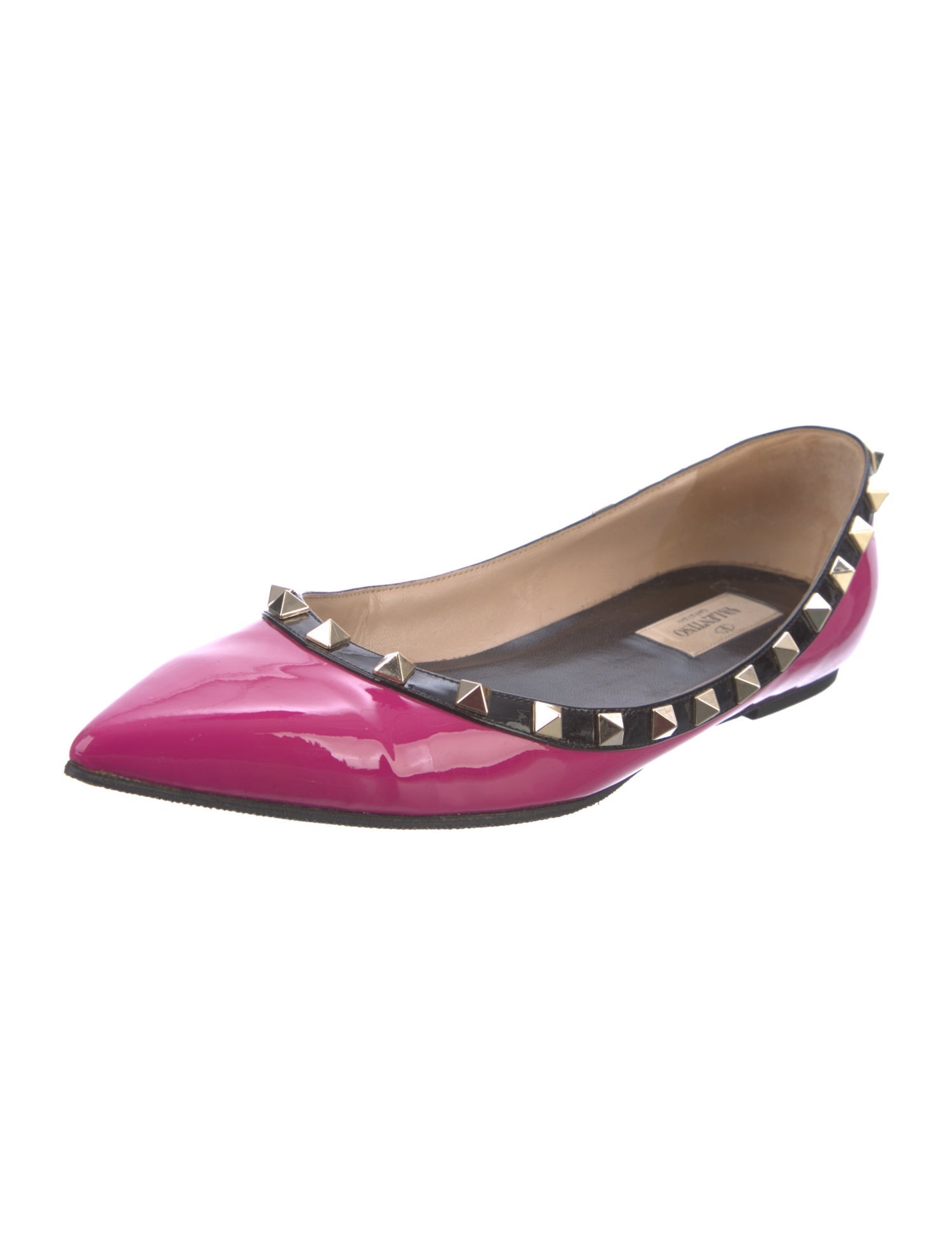 Valentino Rockstud Accents Patent Leather Ballet Flats