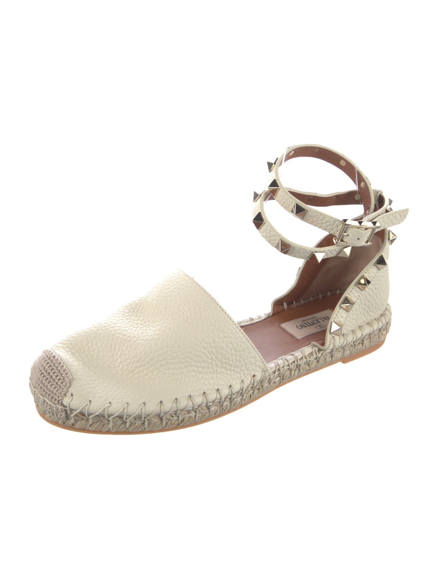 Valentino Rockstud Accents Leather Espadrilles