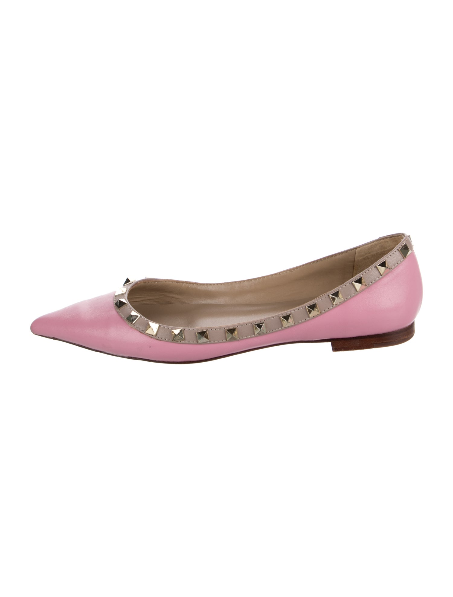 Valentino Rockstud Accents Leather Ballet Flats