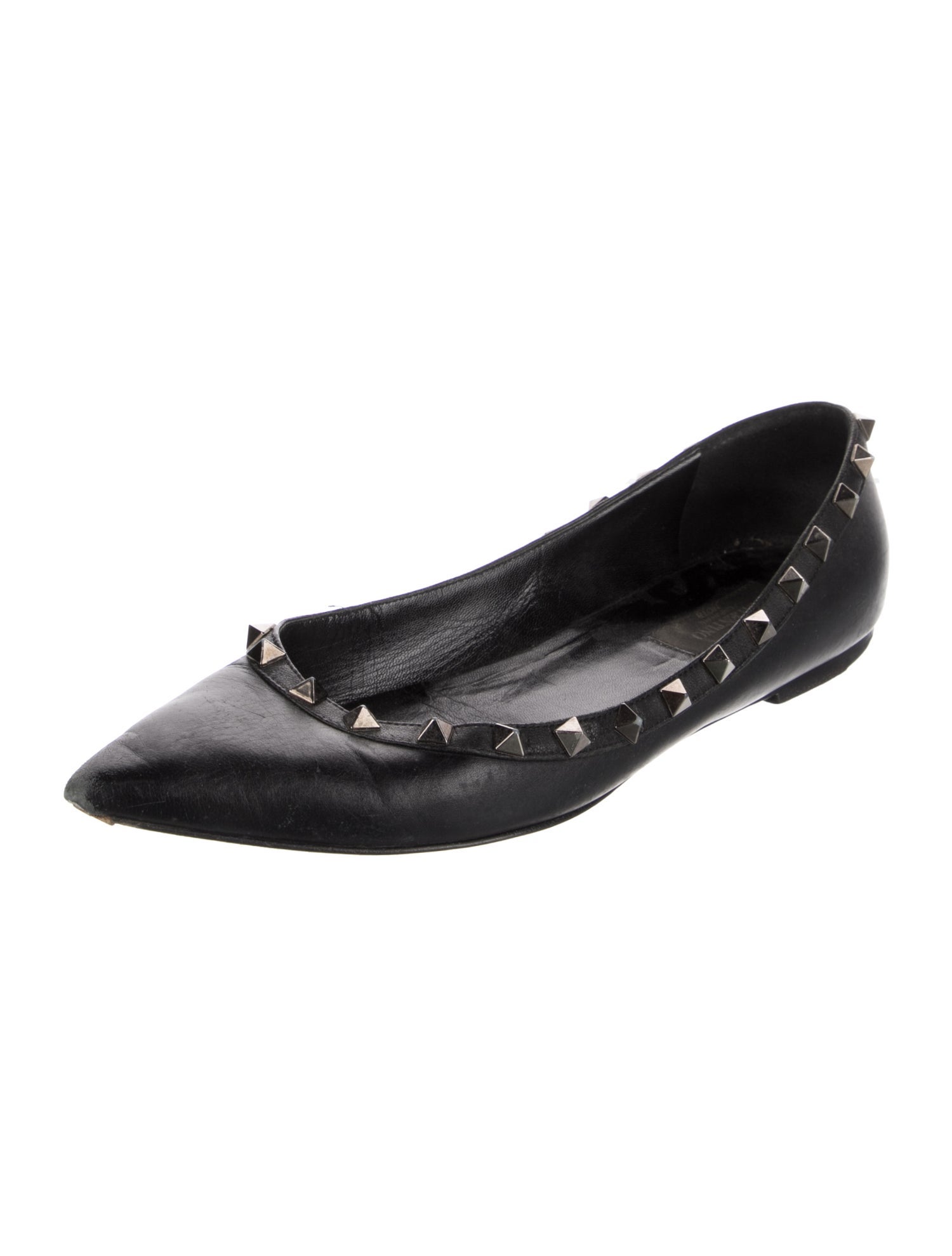 Valentino Rockstud Accents Leather Ballet Flats