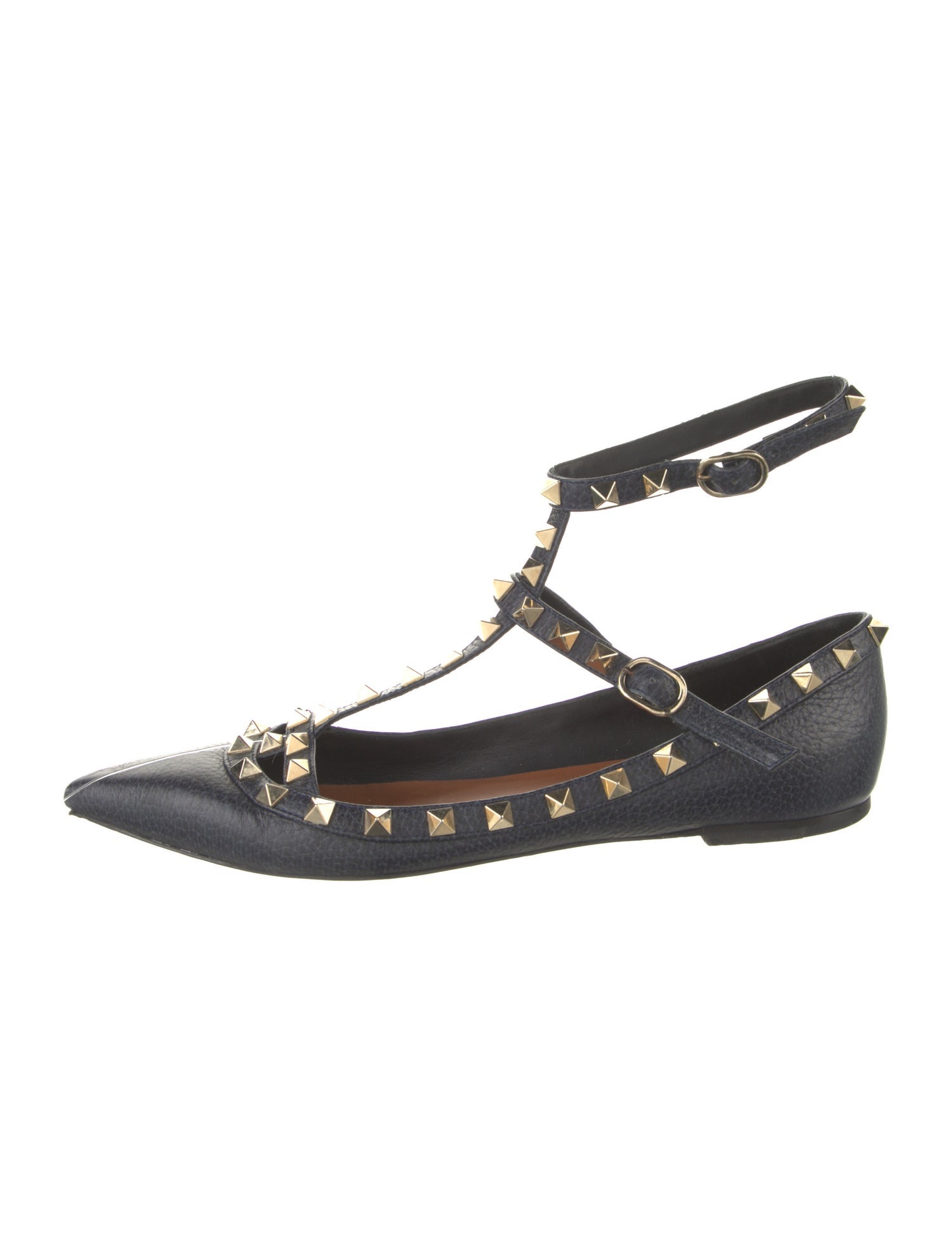 Valentino Rockstud Accents Leather Mary Jane Flats
