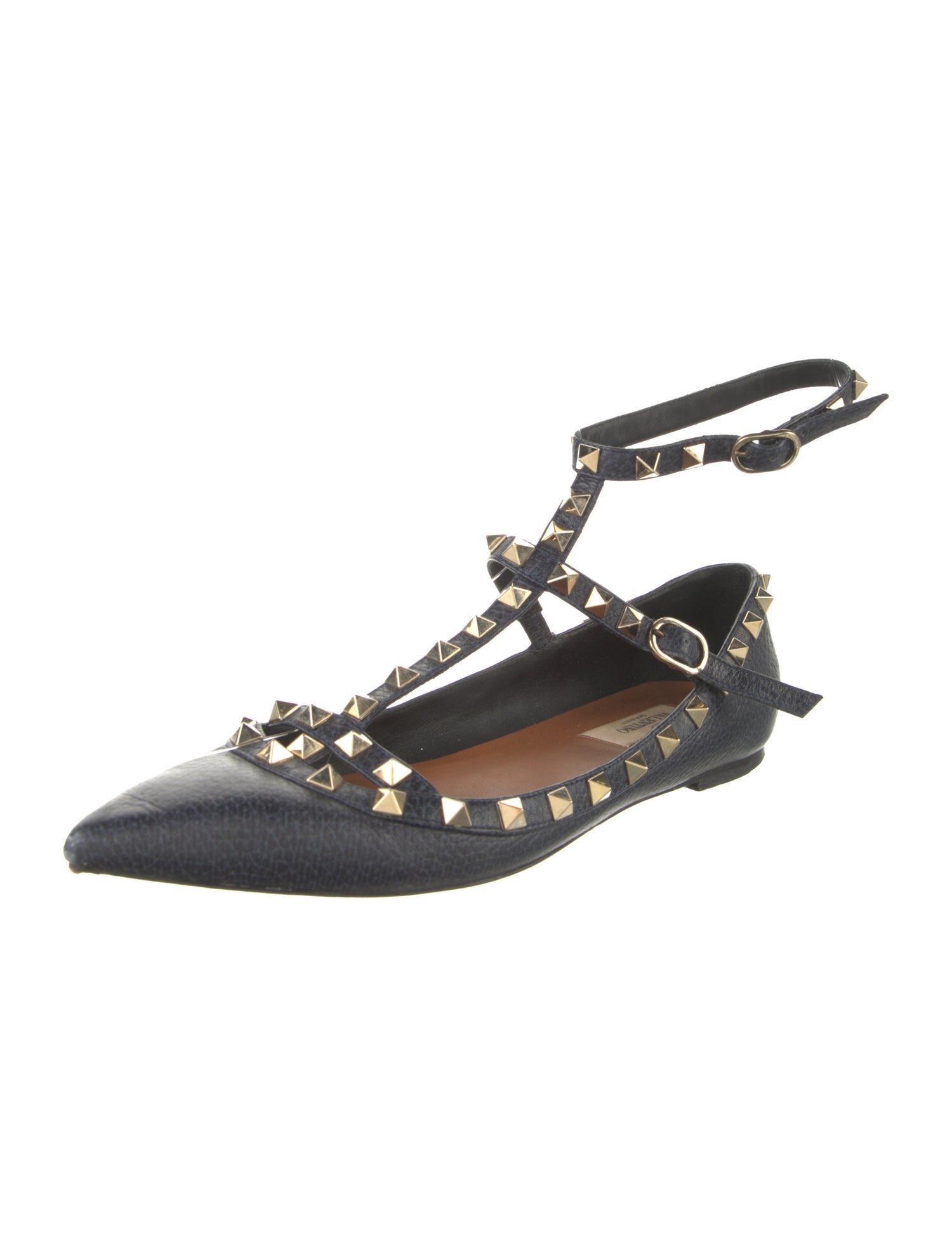 Valentino Rockstud Accents Leather Mary Jane Flats