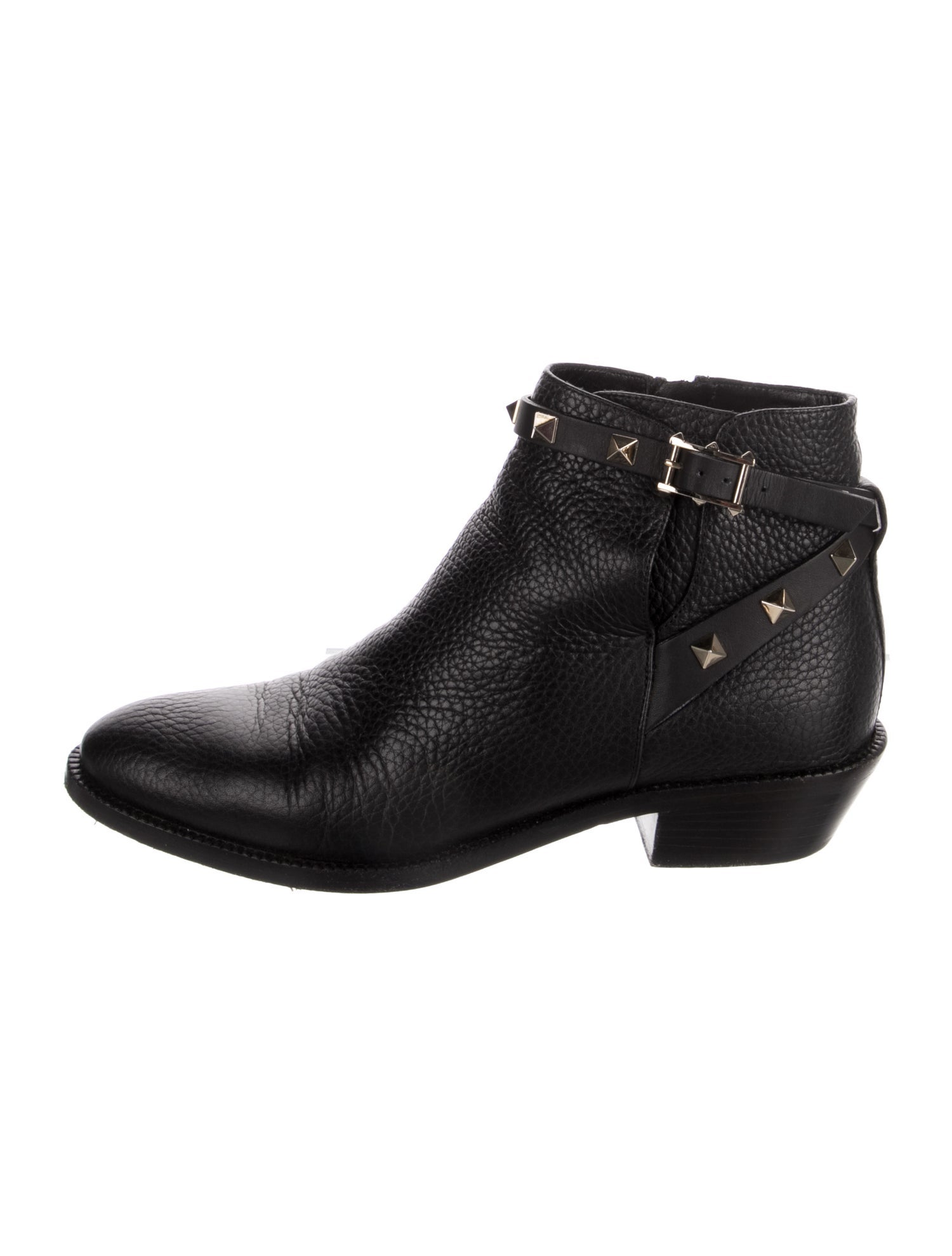 Valentino Rockstud Accents Leather Moto Boots
