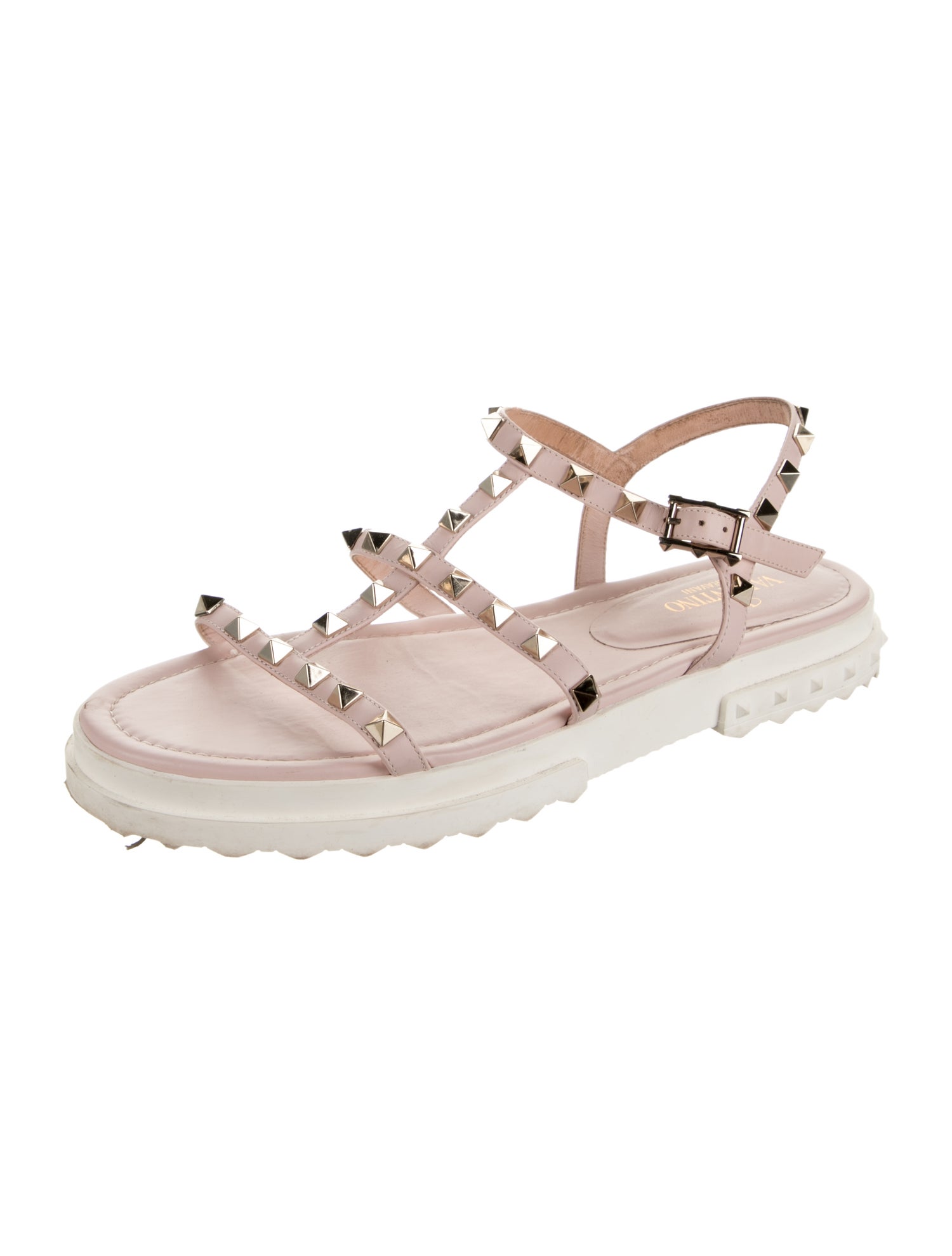 Valentino Rockstud Accents Leather Gladiator Sandals