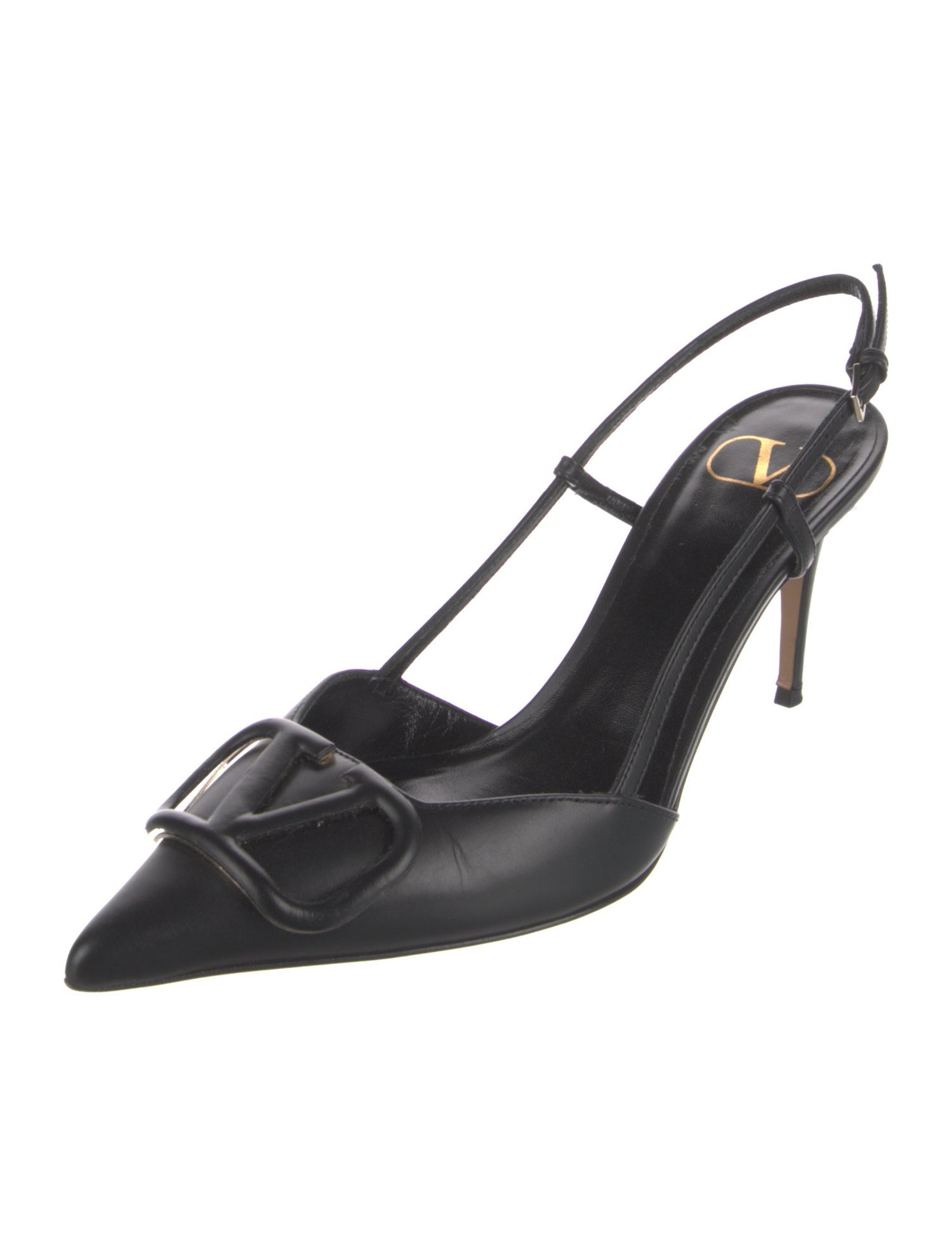 Valentino V Logo Leather Slingback Pumps