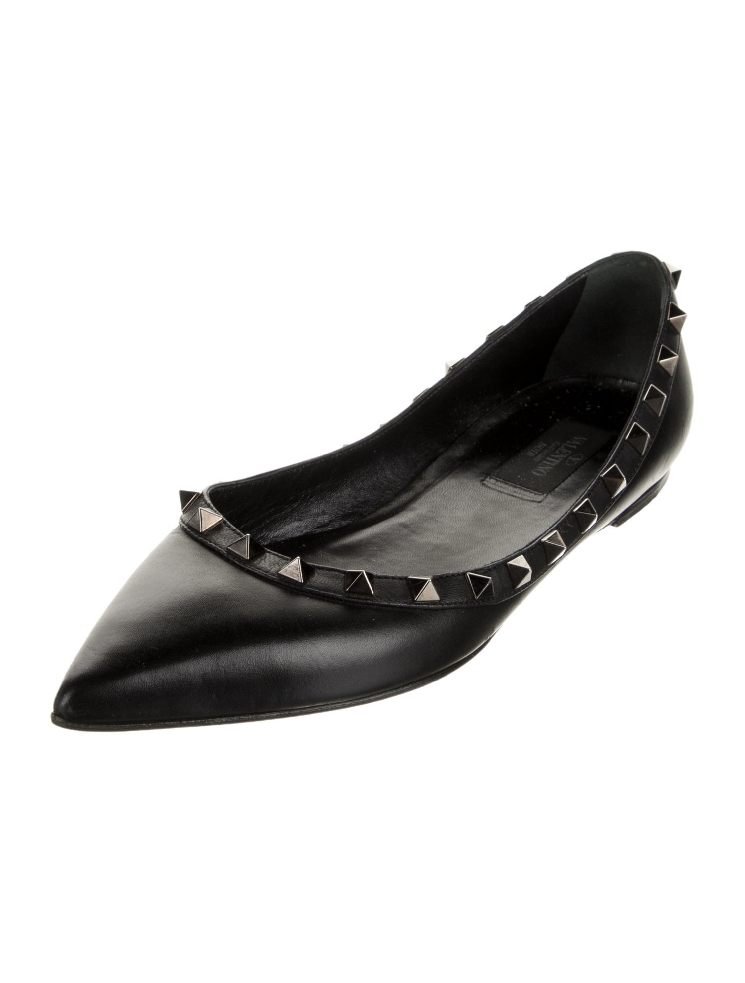 Valentino Rockstud Accents Leather Ballet Flats