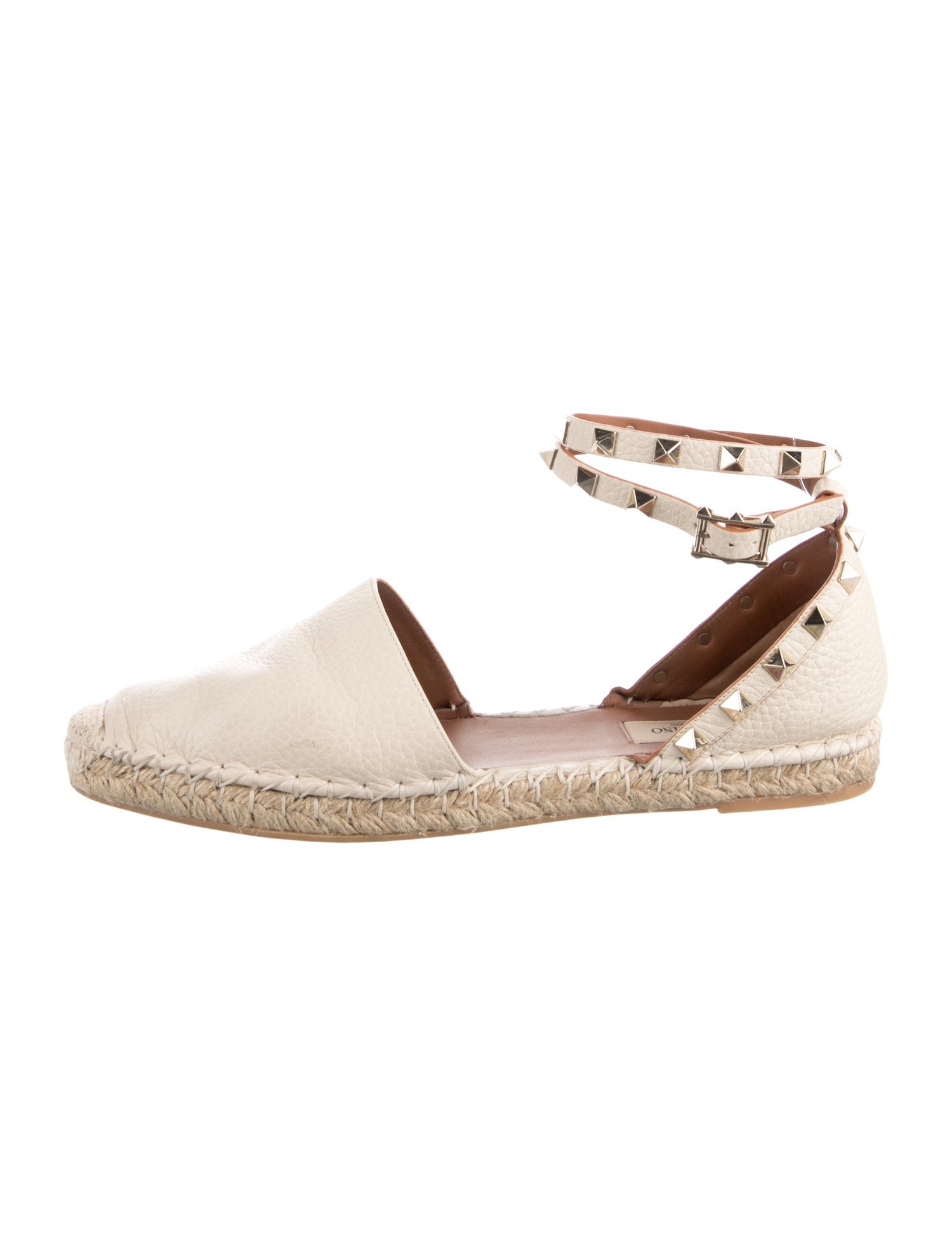 Valentino Rockstud Accents Leather Espadrilles