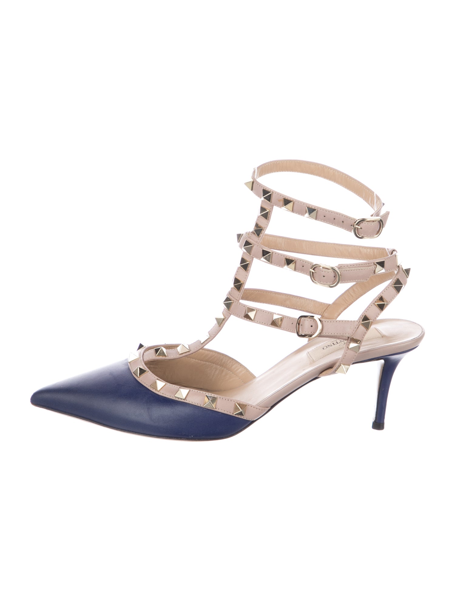 Valentino Rockstud Accents Leather T-Strap Pumps