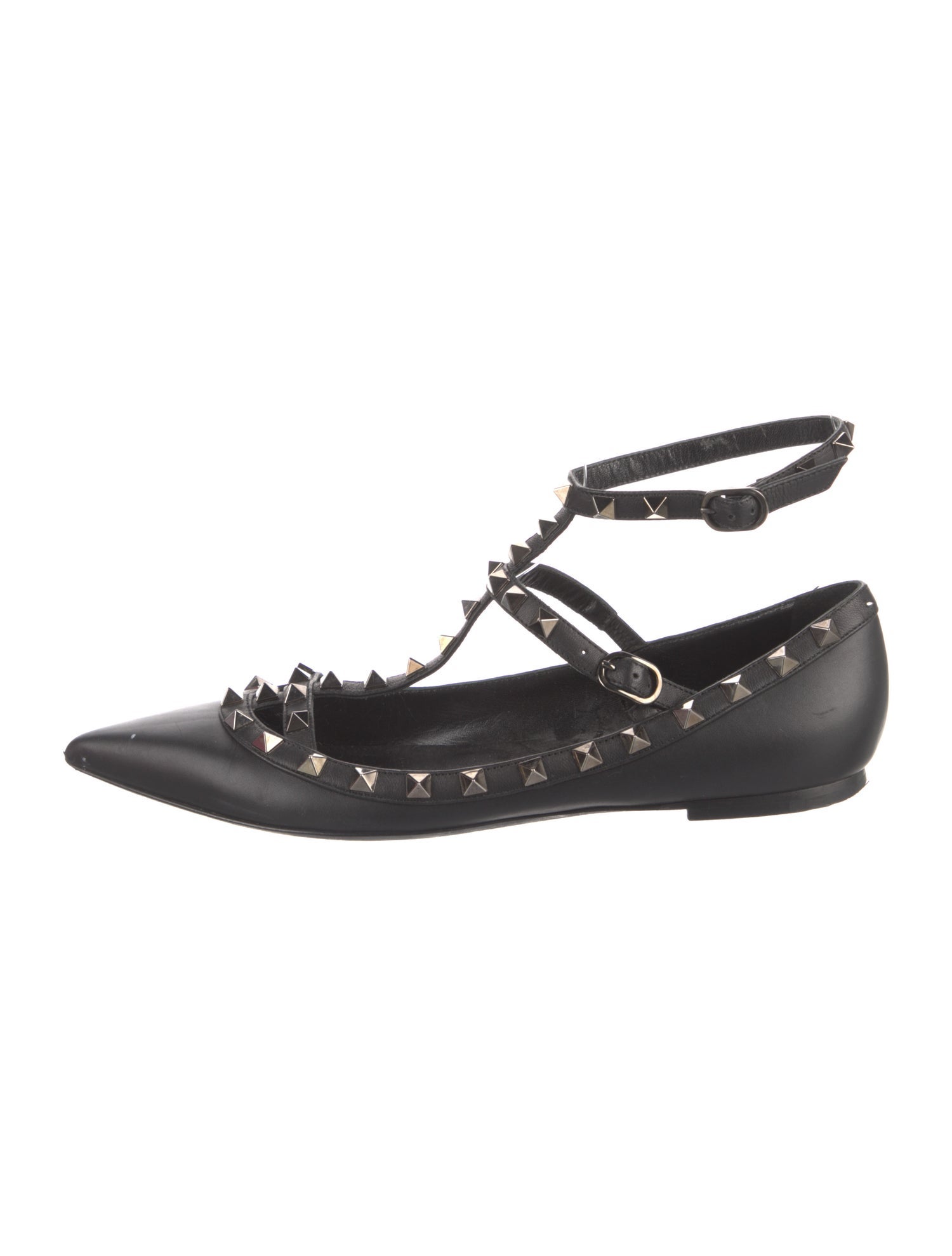 Valentino Rockstud Accents Leather Ballet Flats