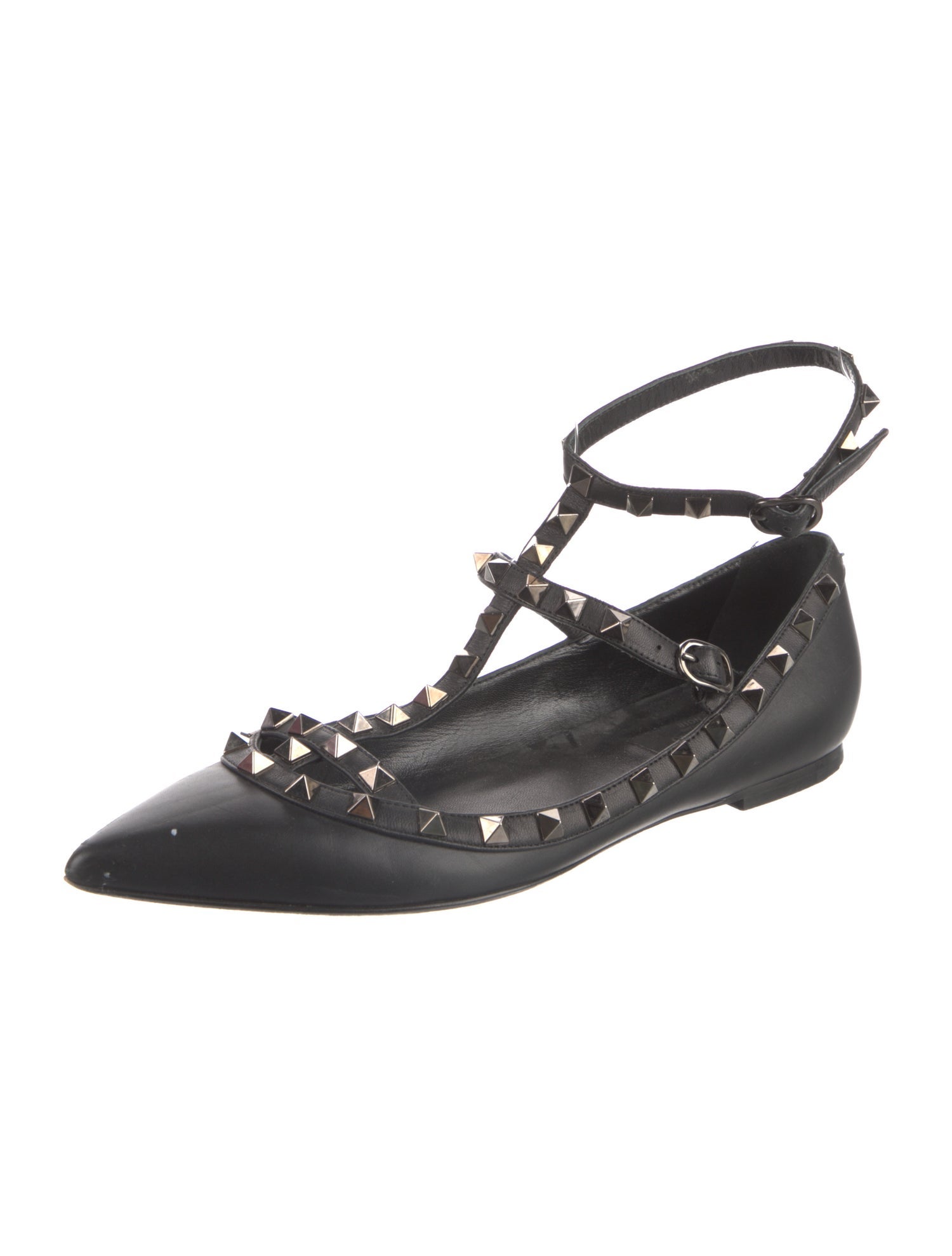 Valentino Rockstud Accents Leather Ballet Flats