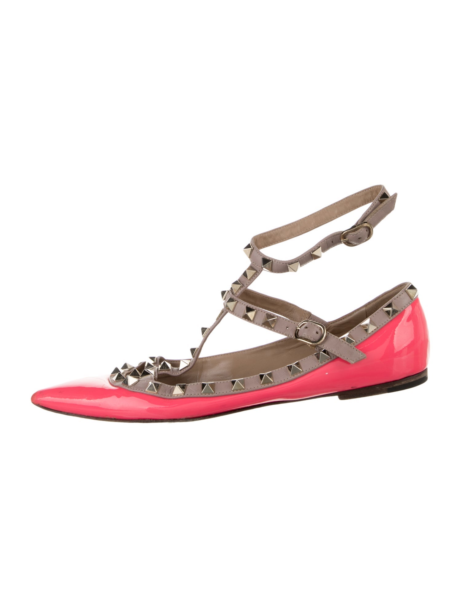 Valentino Rockstud Accents Patent Leather Ballet Flats