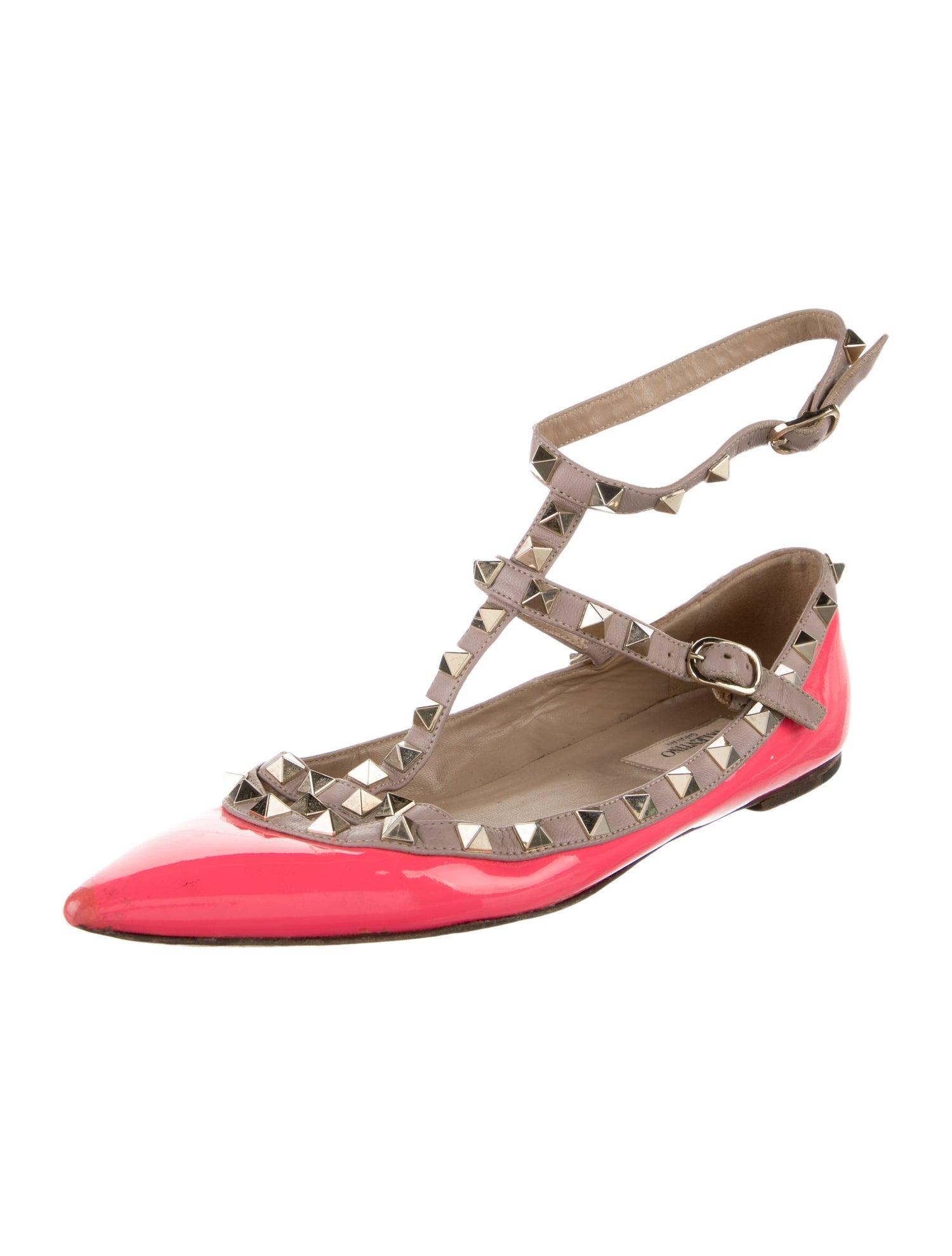 Valentino Rockstud Accents Patent Leather Ballet Flats