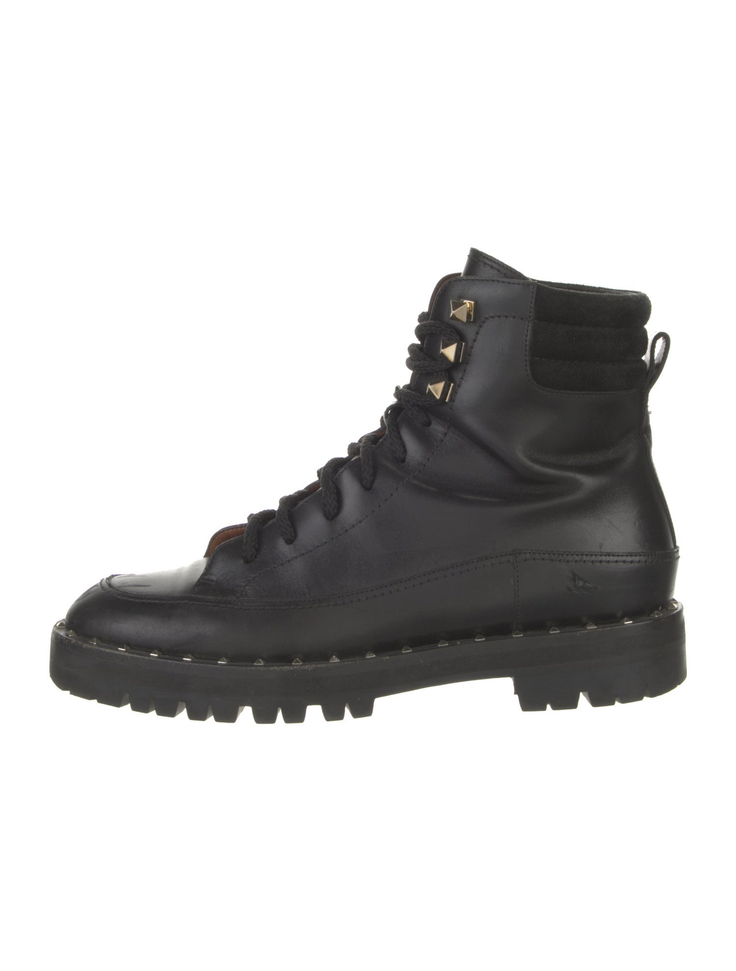 Valentino Rockstud Accents Leather Combat Boots