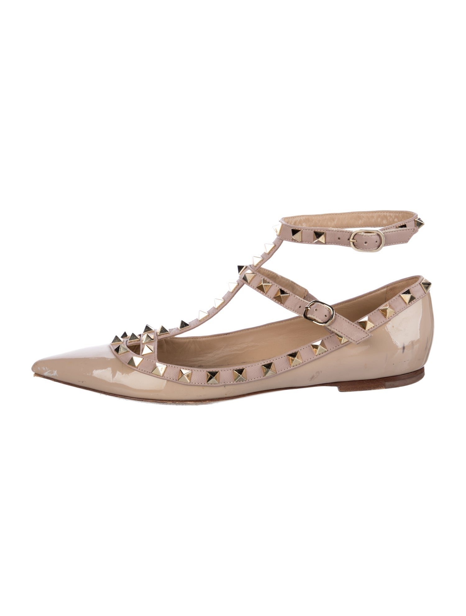 Valentino Rockstud Accents Patent Leather Flats