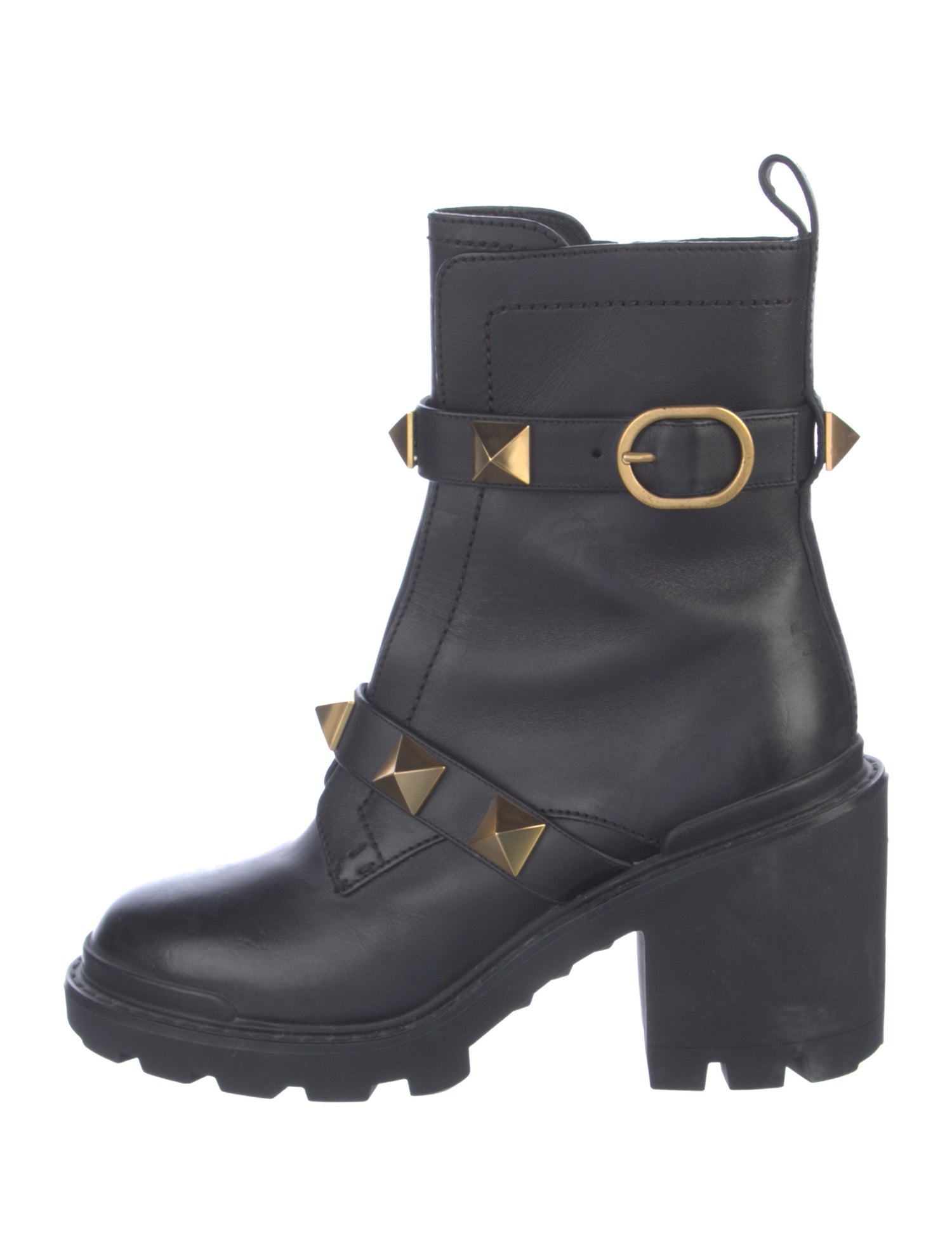 Valentino Rockstud Accents Leather Combat Boots