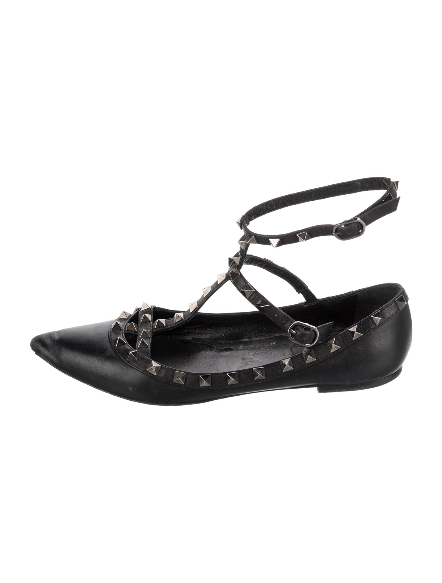 Valentino Rockstud Accents Leather Ballet Flats