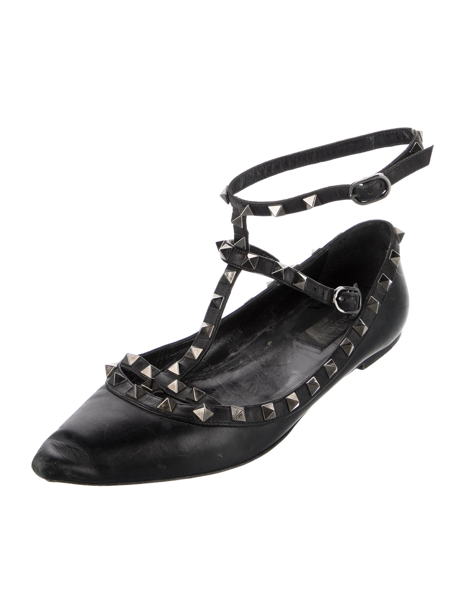Valentino Rockstud Accents Leather Ballet Flats