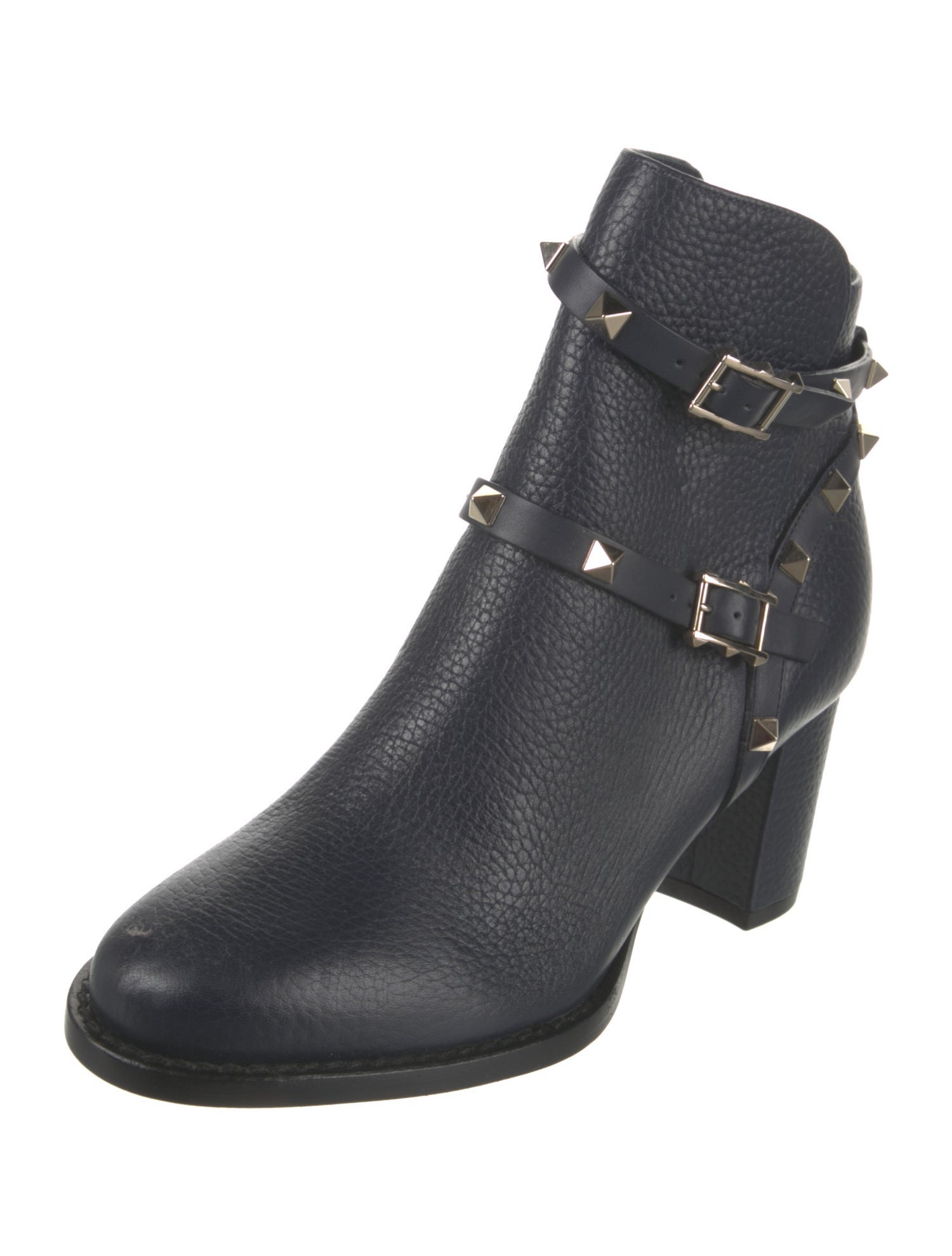 Valentino Rockstud Accents Leather Moto Boots