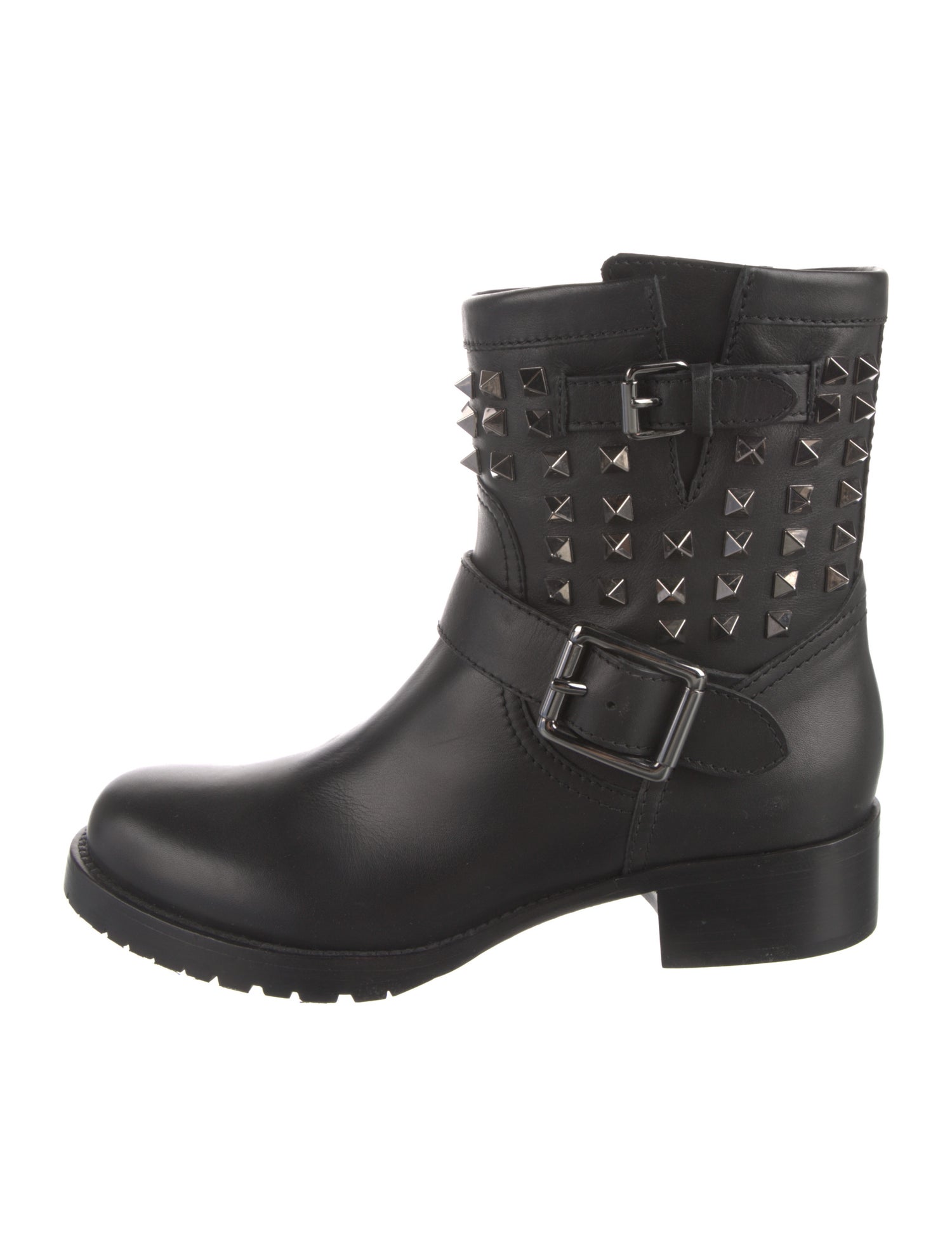 Valentino Rockstud Accents Leather Moto Boots