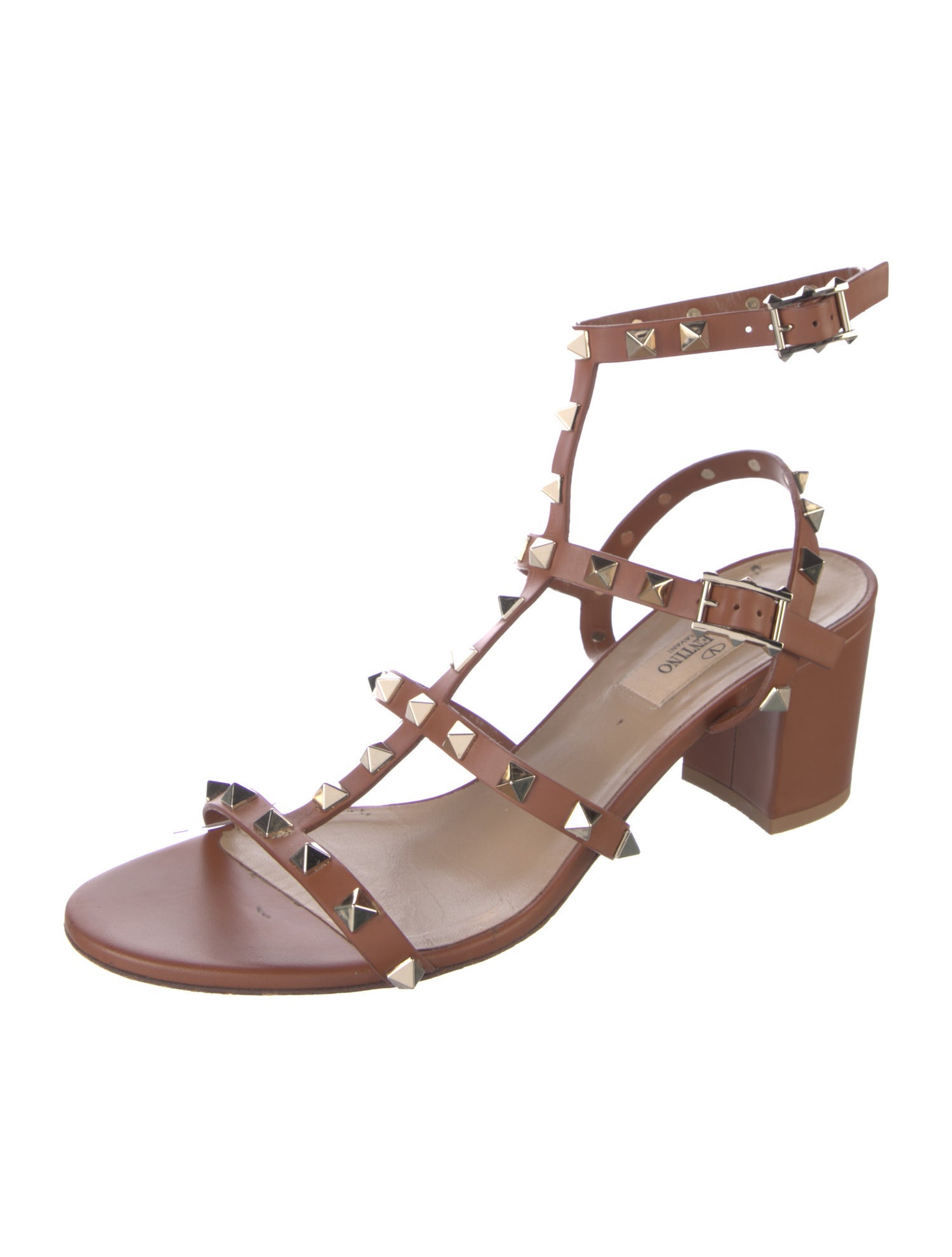 Valentino Rockstud Accents Leather Gladiator Sandals