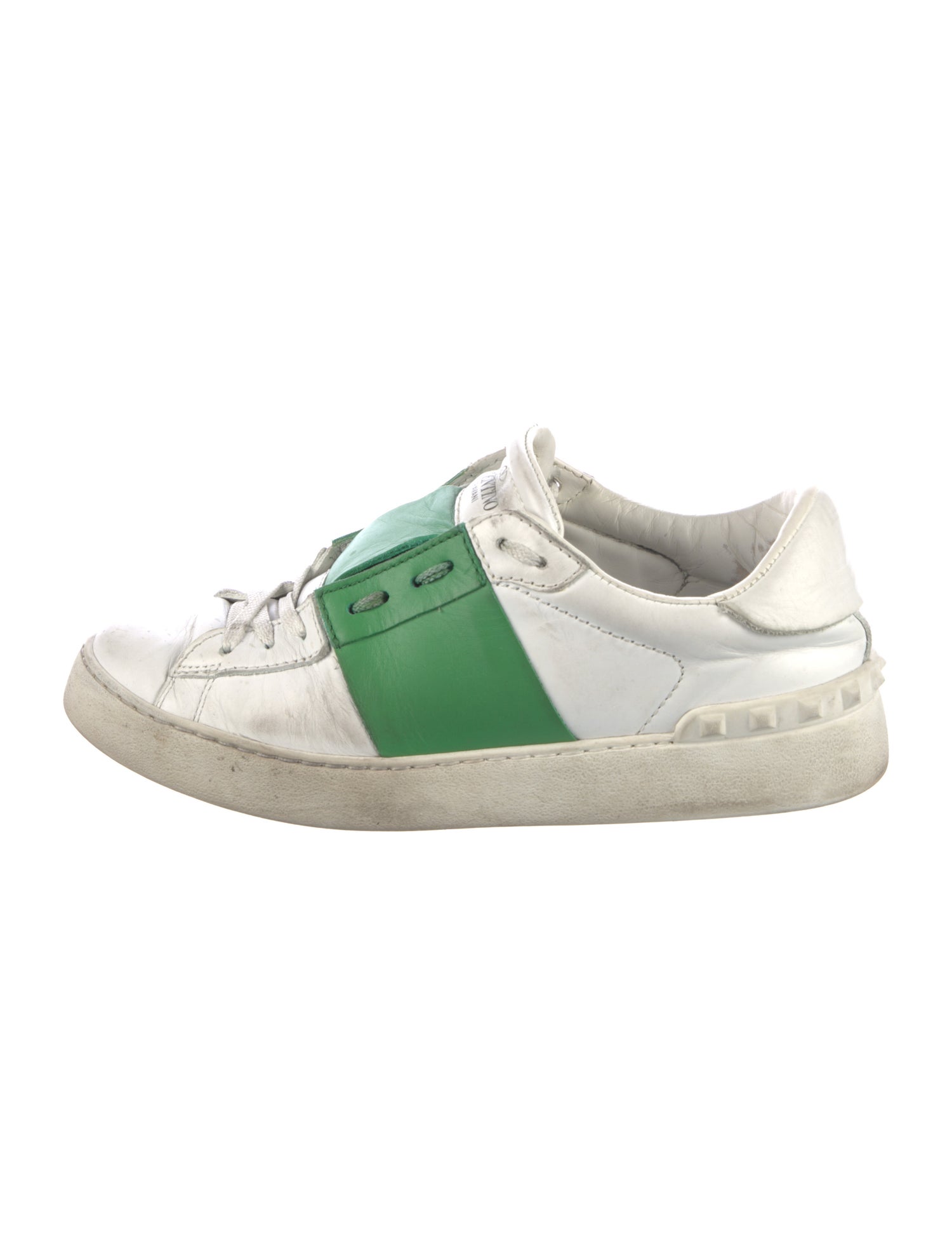 Valentino Rockstud Accents Leather Sneakers