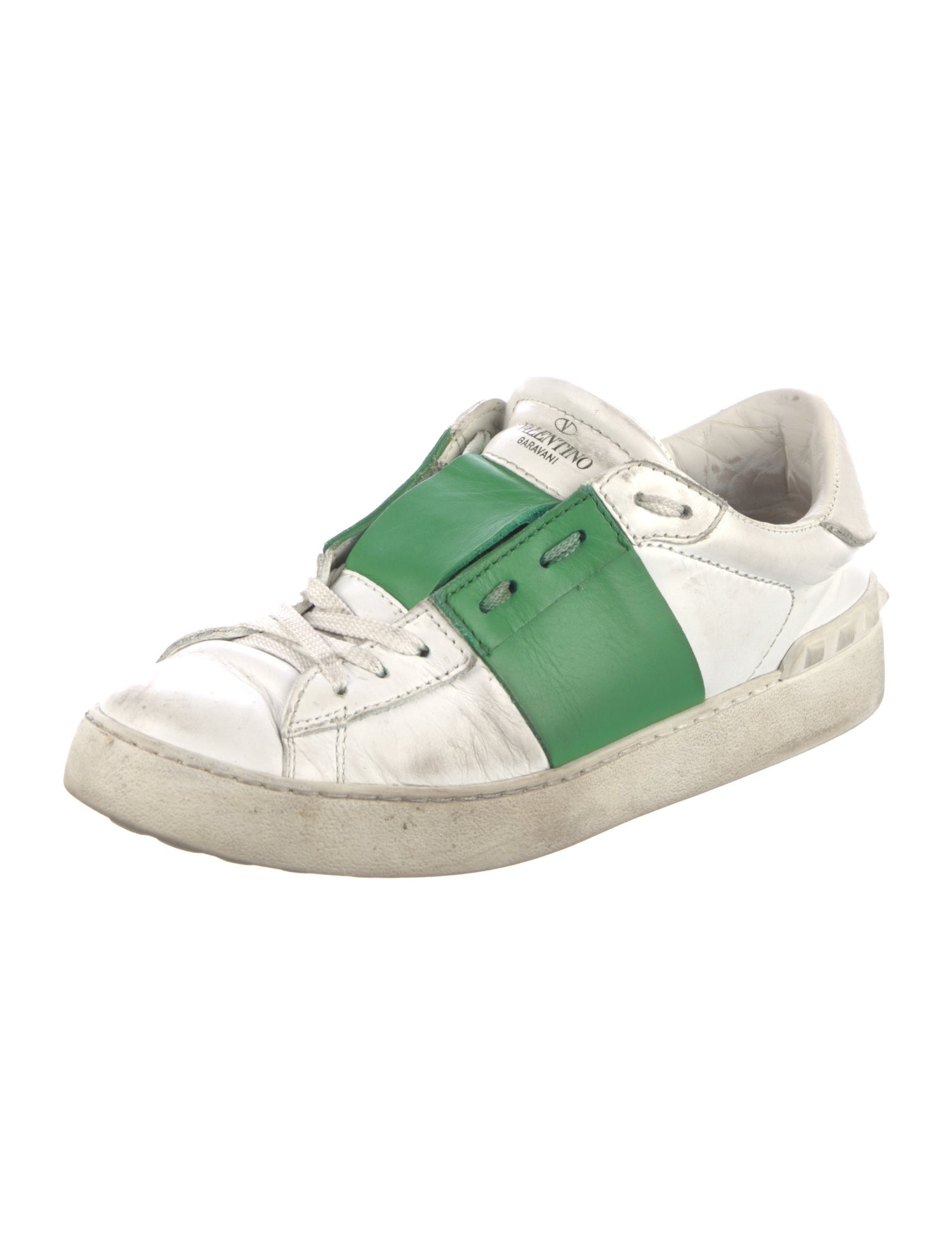 Valentino Rockstud Accents Leather Sneakers