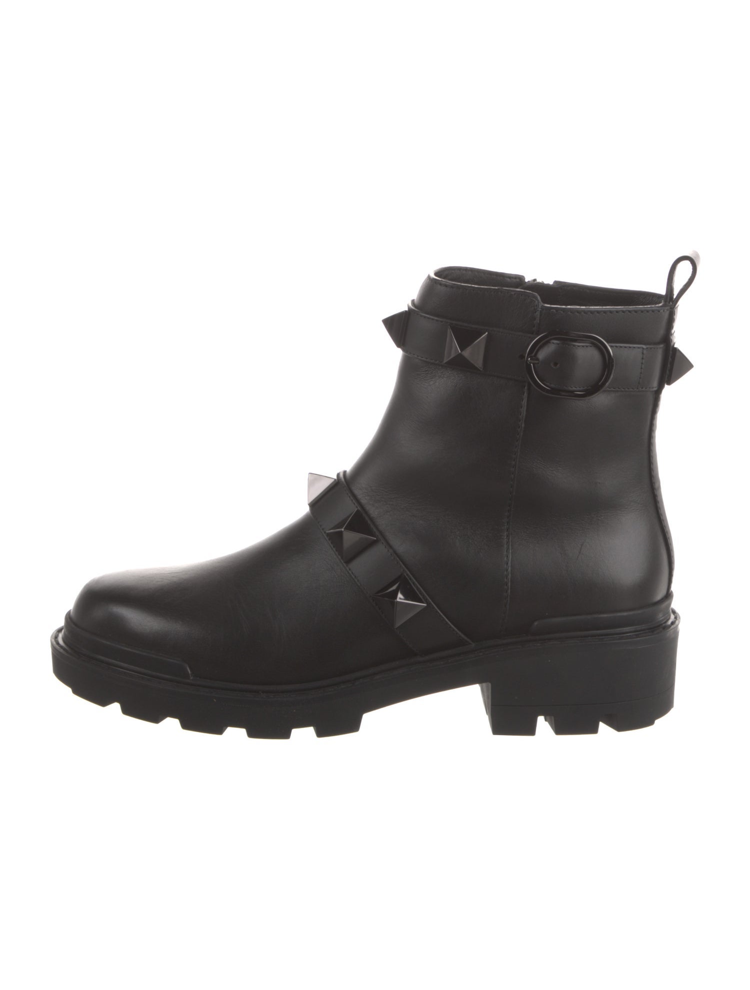 Valentino Rockstud Accents Leather Combat Boots