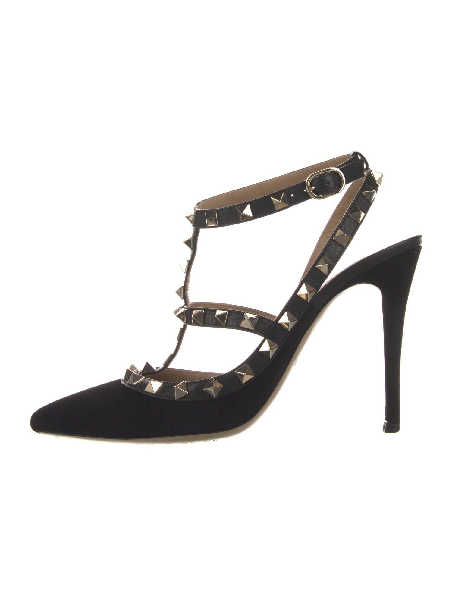 Valentino Rockstud Accents Suede T-Strap Pumps