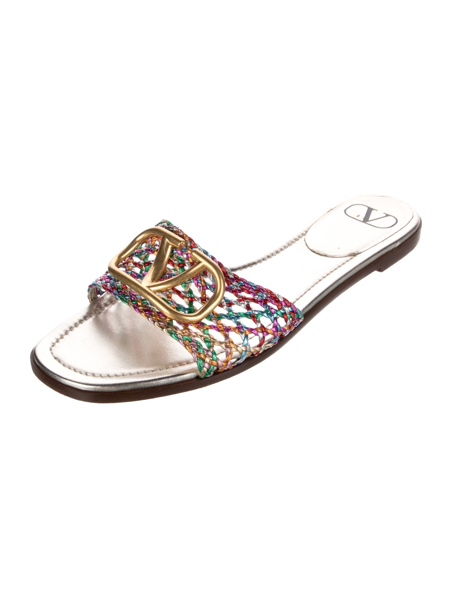 Valentino Leather Braided Accents Slides