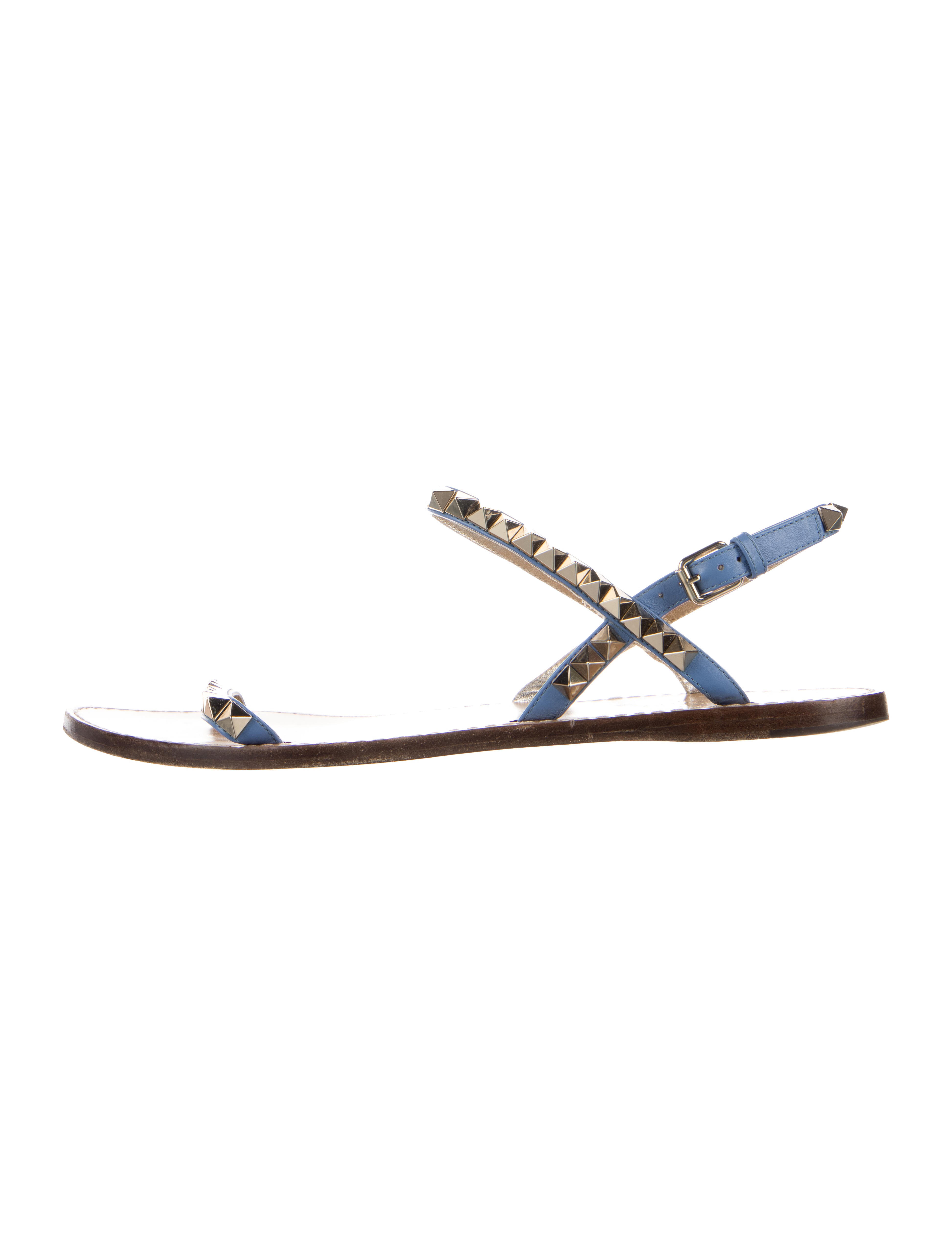 Valentino Rockstud Accents Leather Slingback Sandals