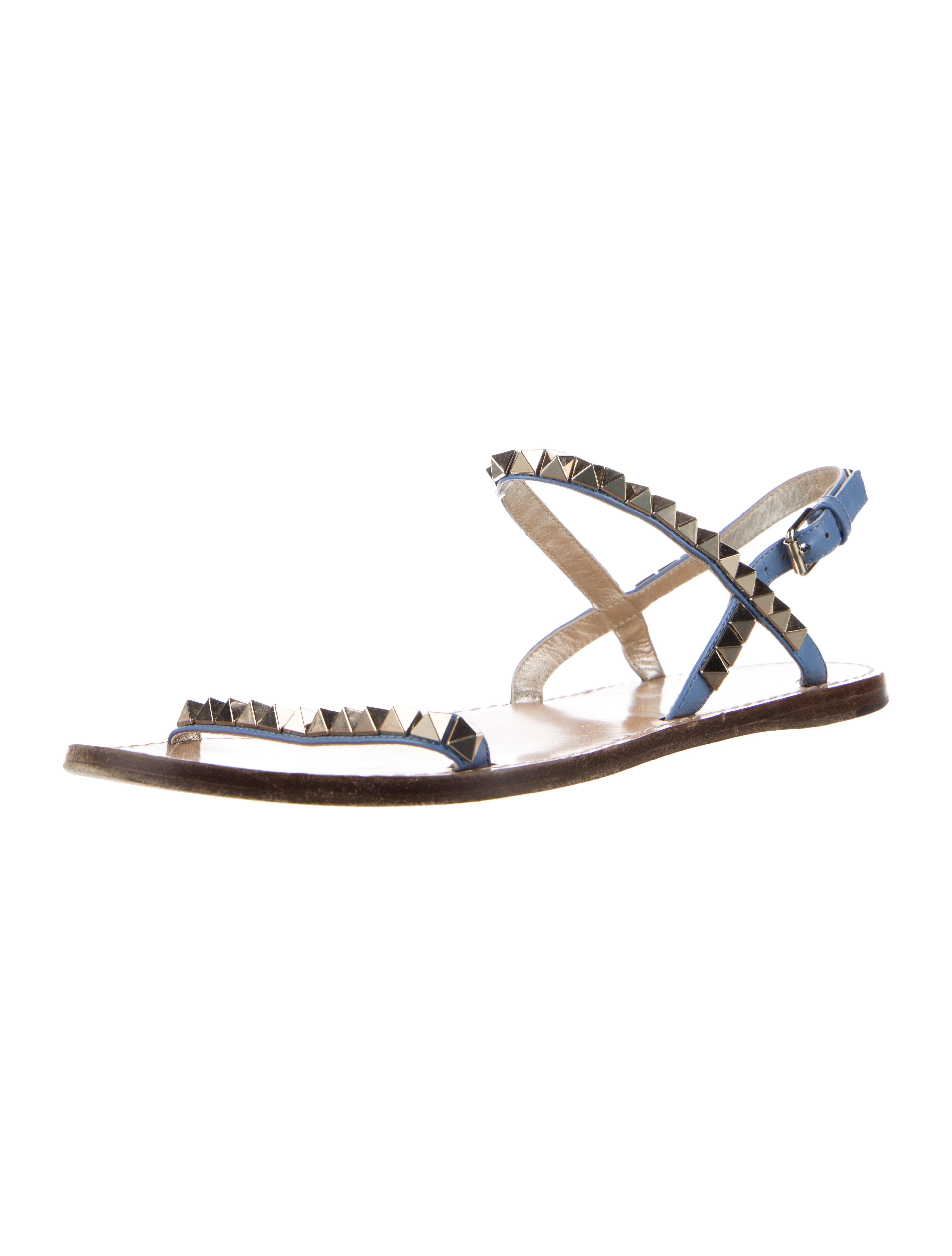 Valentino Rockstud Accents Leather Slingback Sandals