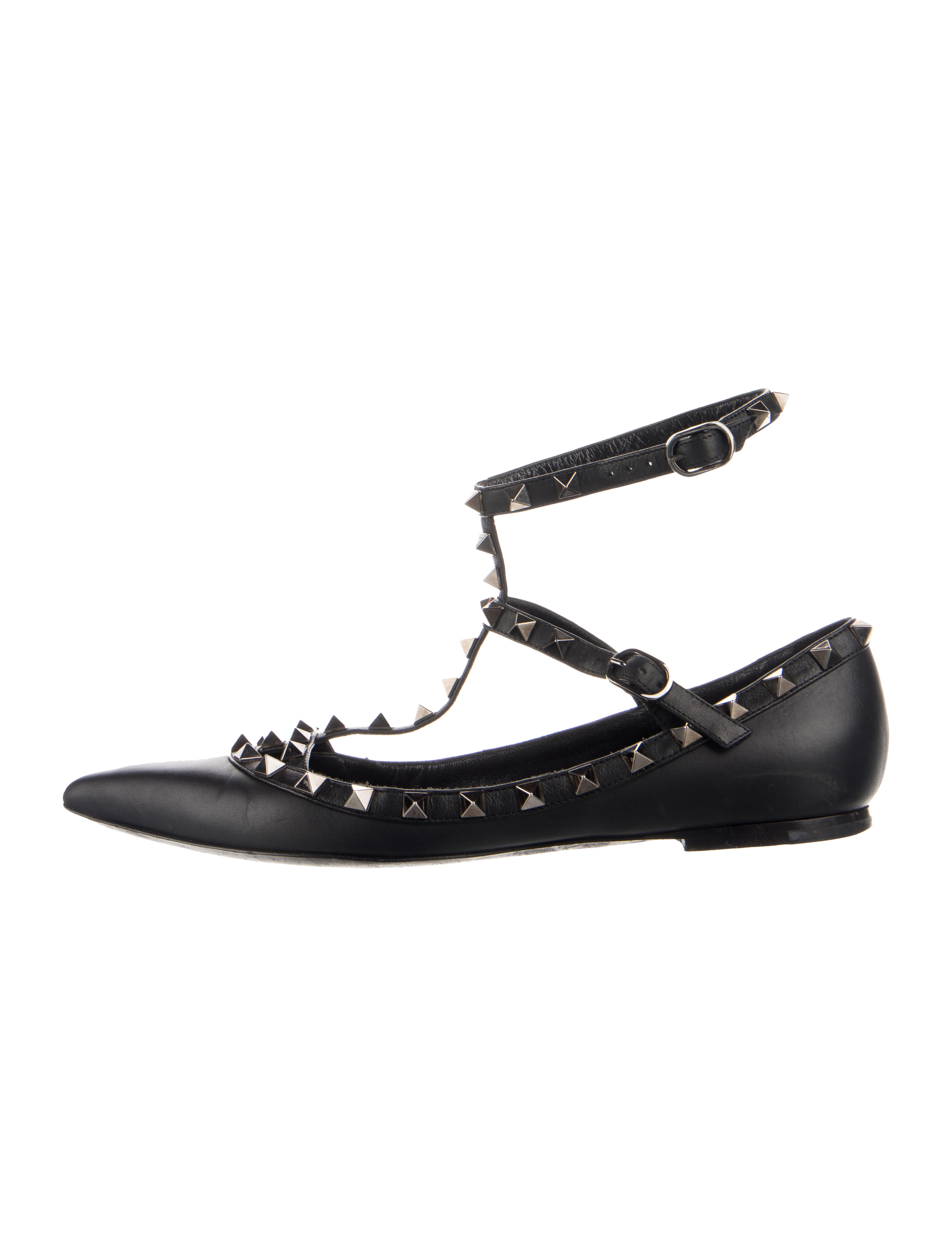 Valentino Rockstud Accents Leather Mary Jane Flats