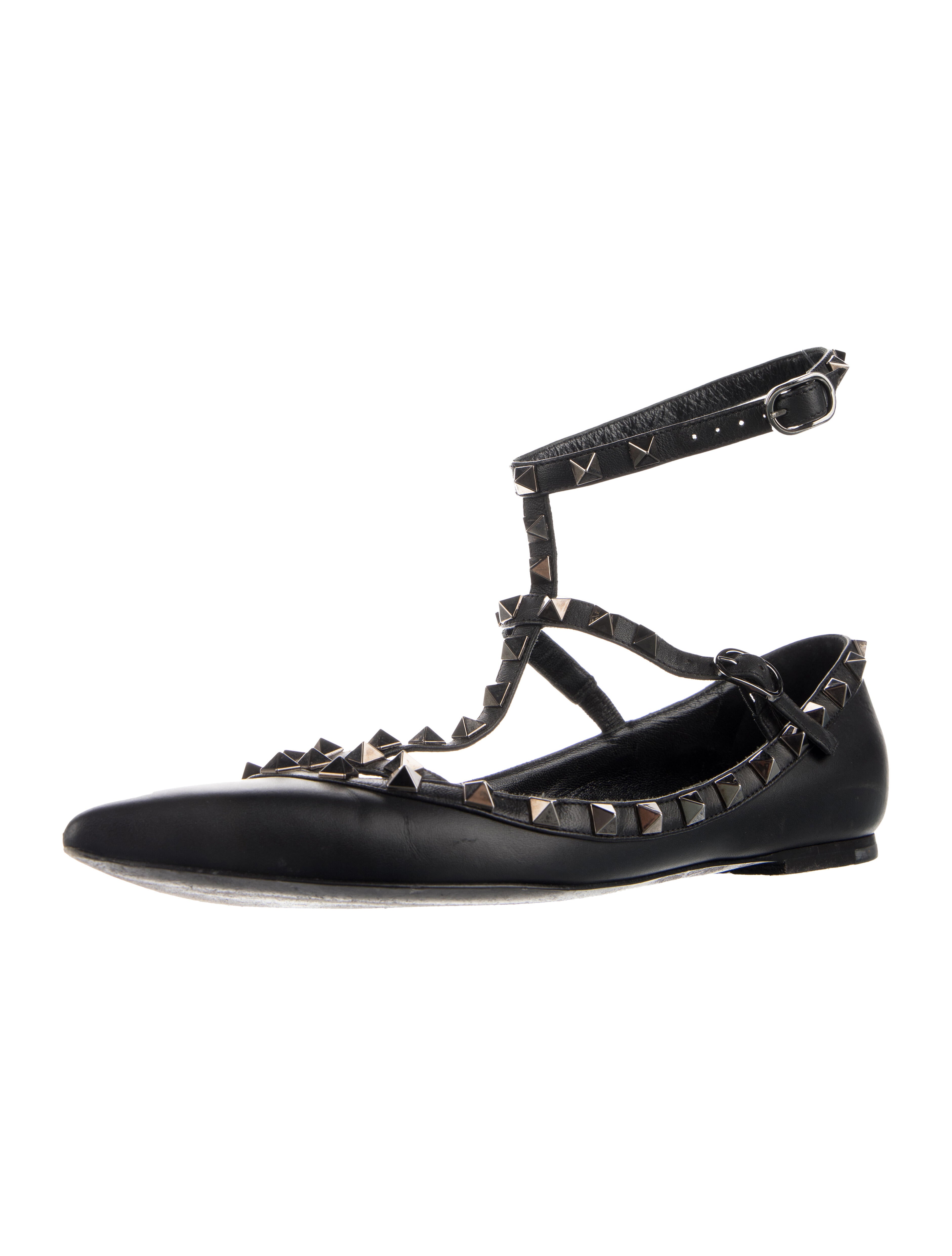 Valentino Rockstud Accents Leather Mary Jane Flats
