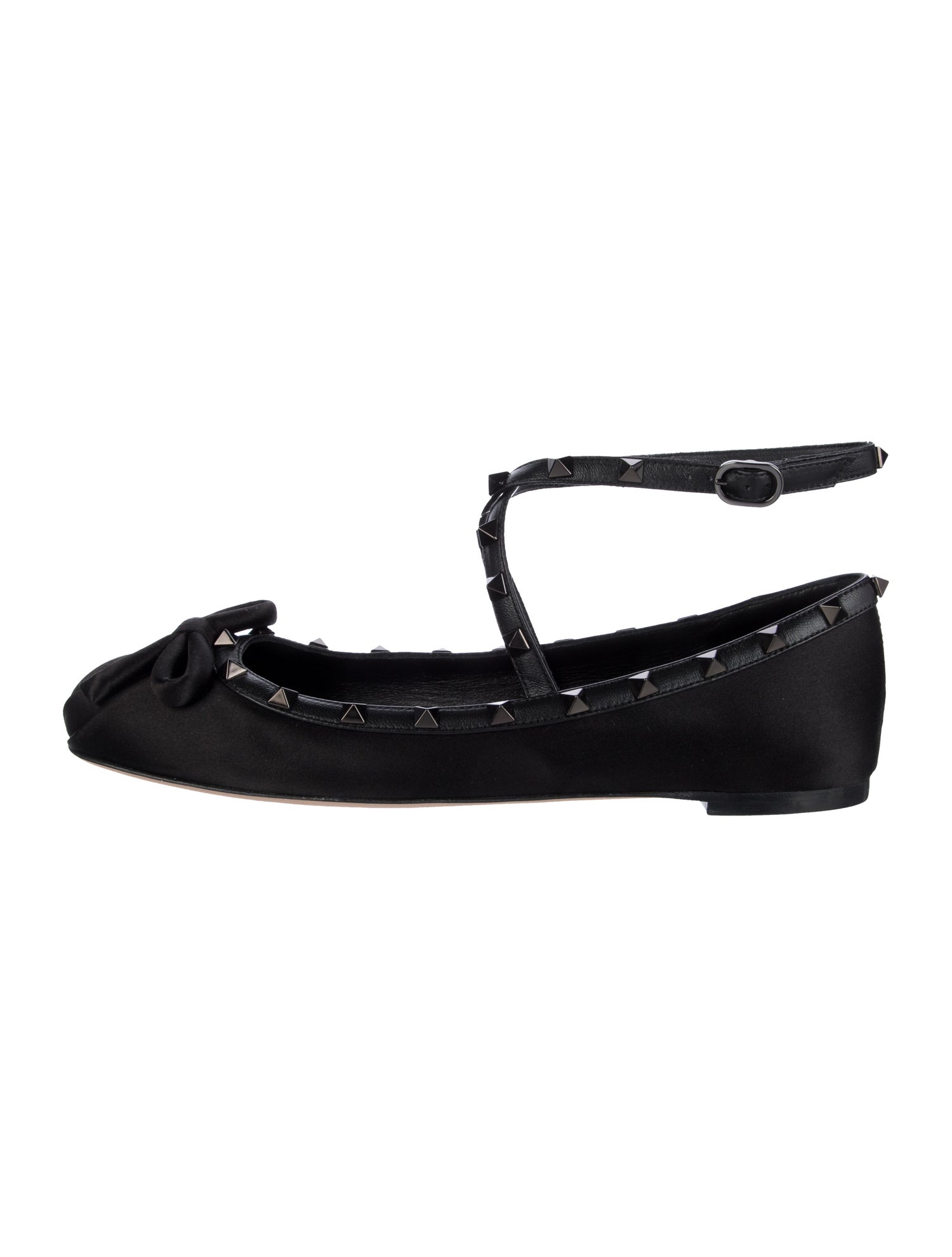 Valentino Rockstud Accents Satin Ballet Flats