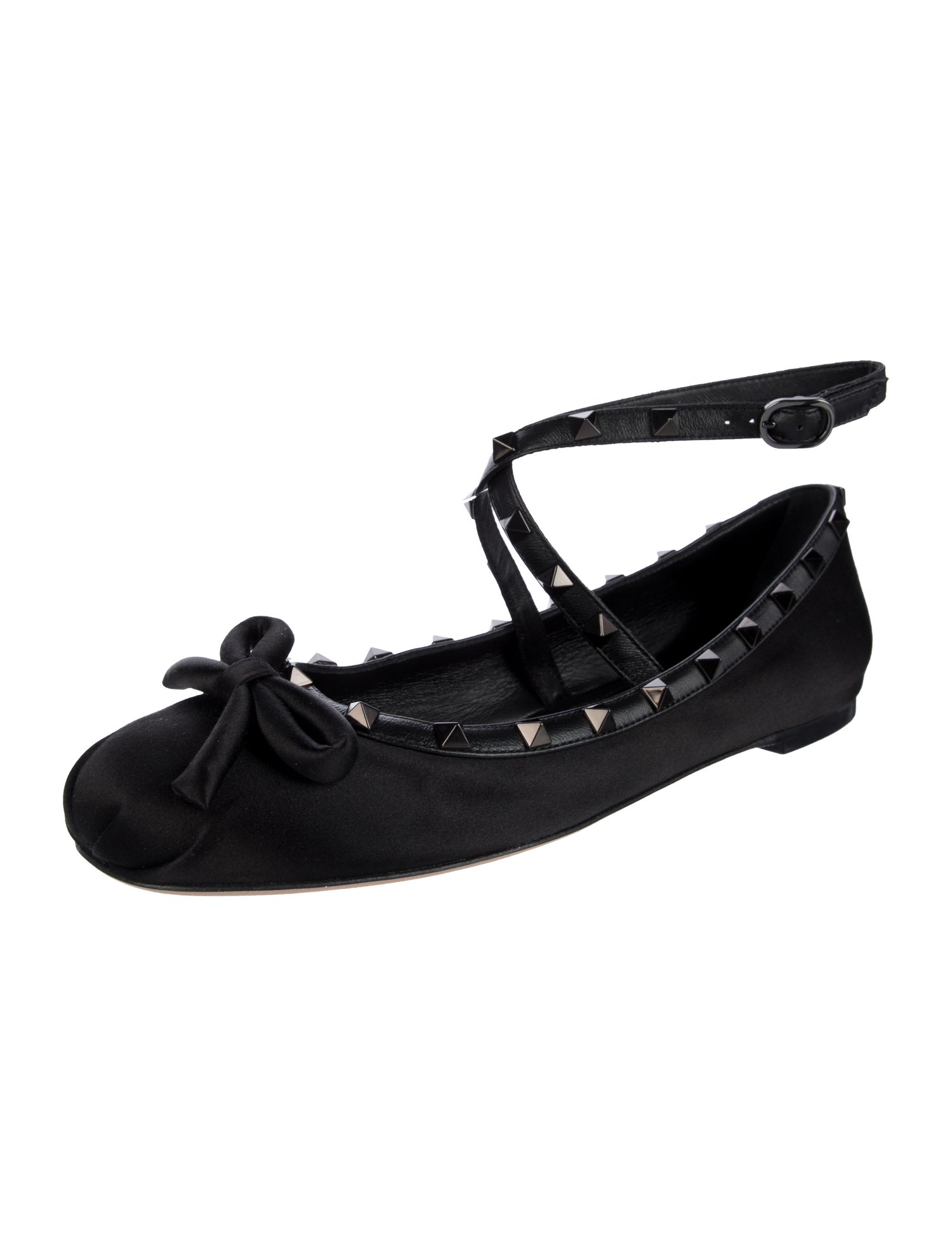 Valentino Rockstud Accents Satin Ballet Flats